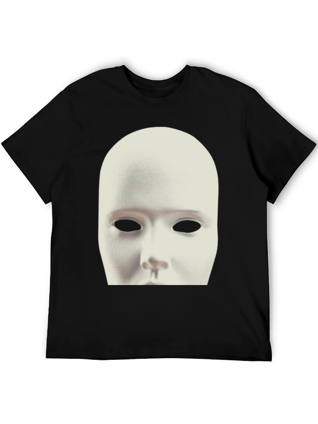 Black T-Shirt with White Mask Graphic