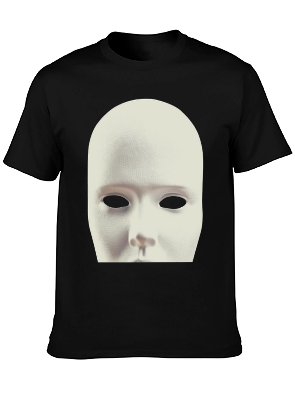 Black T-Shirt with White Mask Graphic