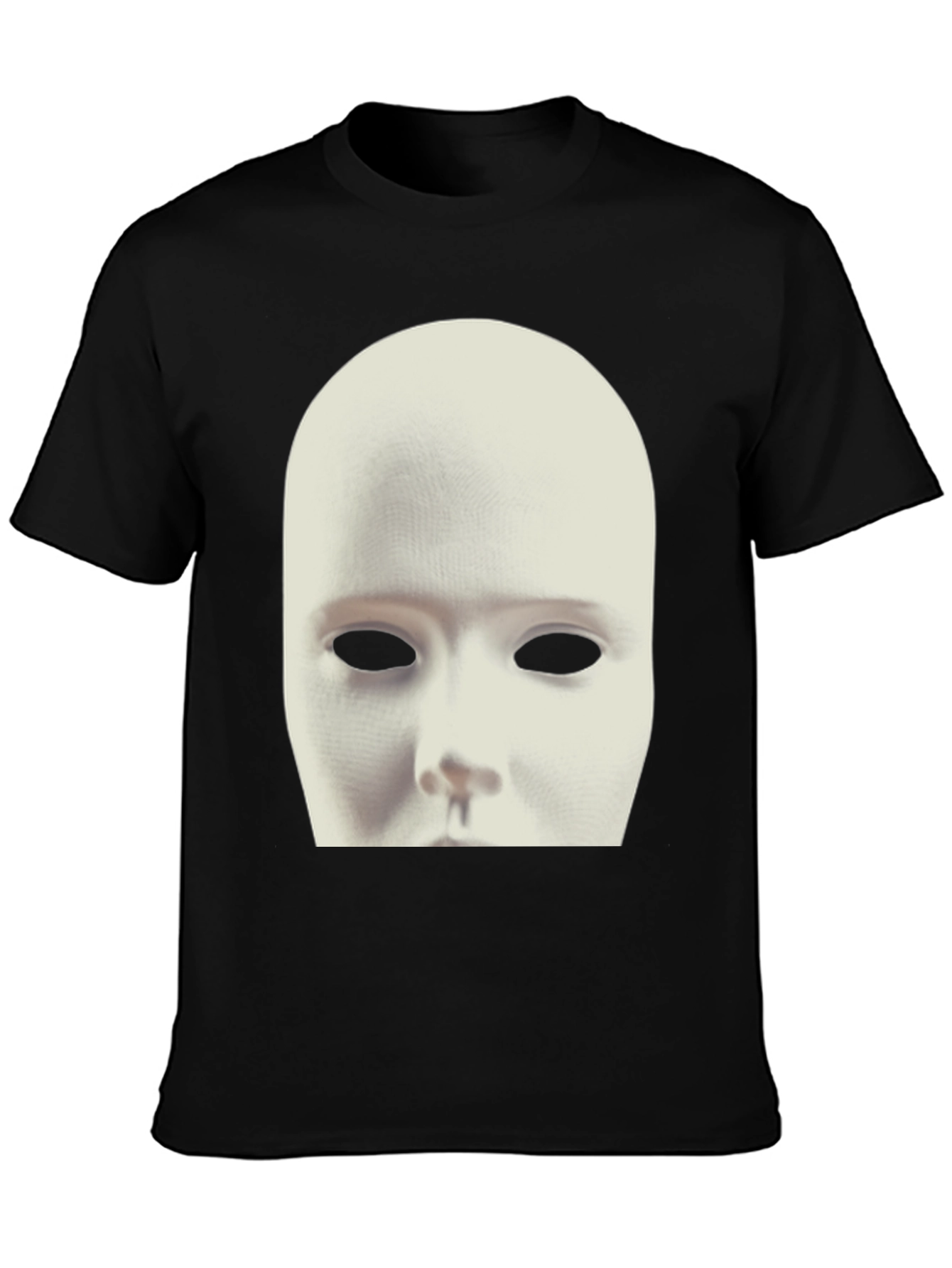 Black T-Shirt with White Mask Graphic