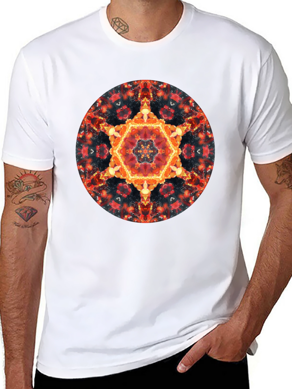 Fiery Mandala Graphic Black T-Shirt