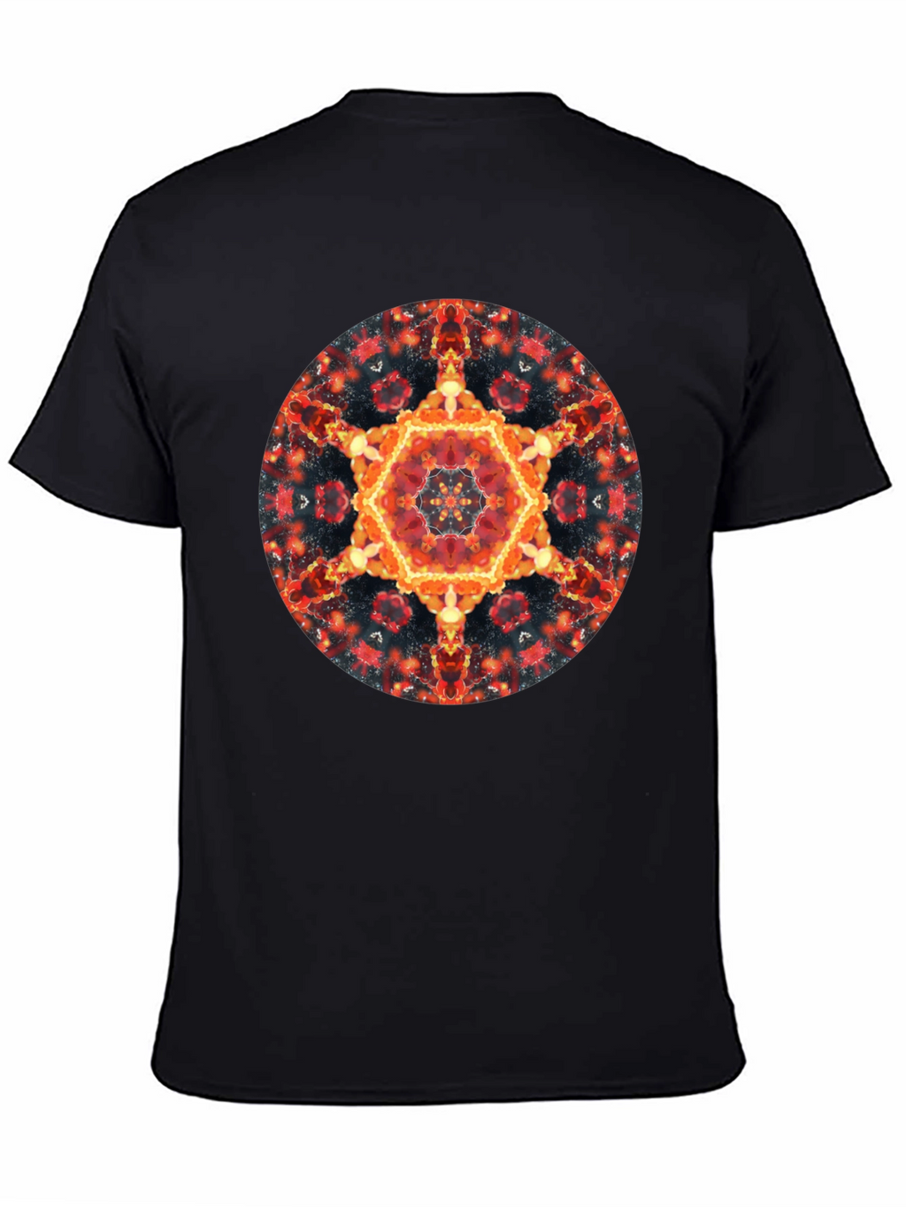 Fiery Mandala Graphic Black T-Shirt
