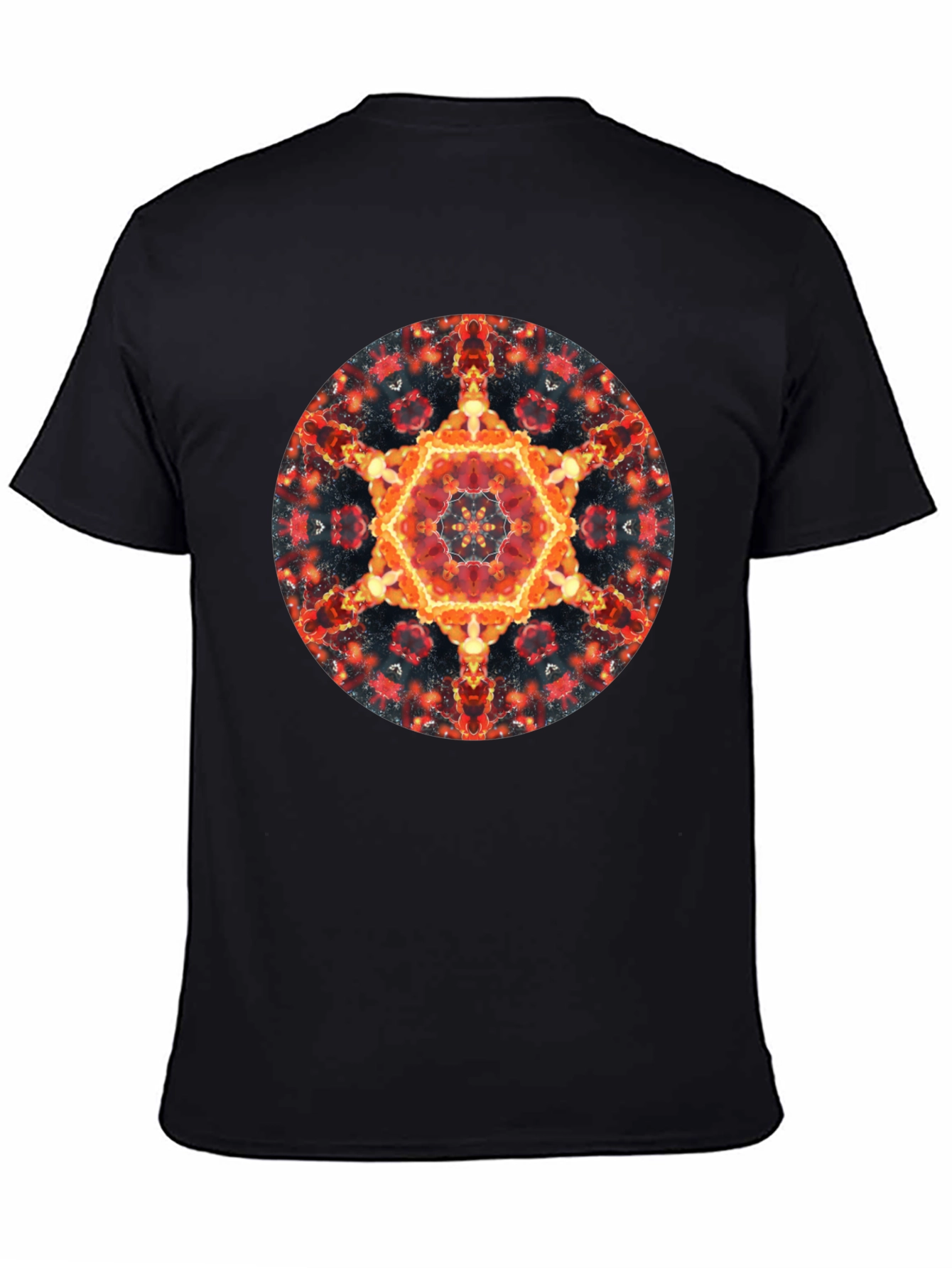 Fiery Mandala Graphic Black T-Shirt