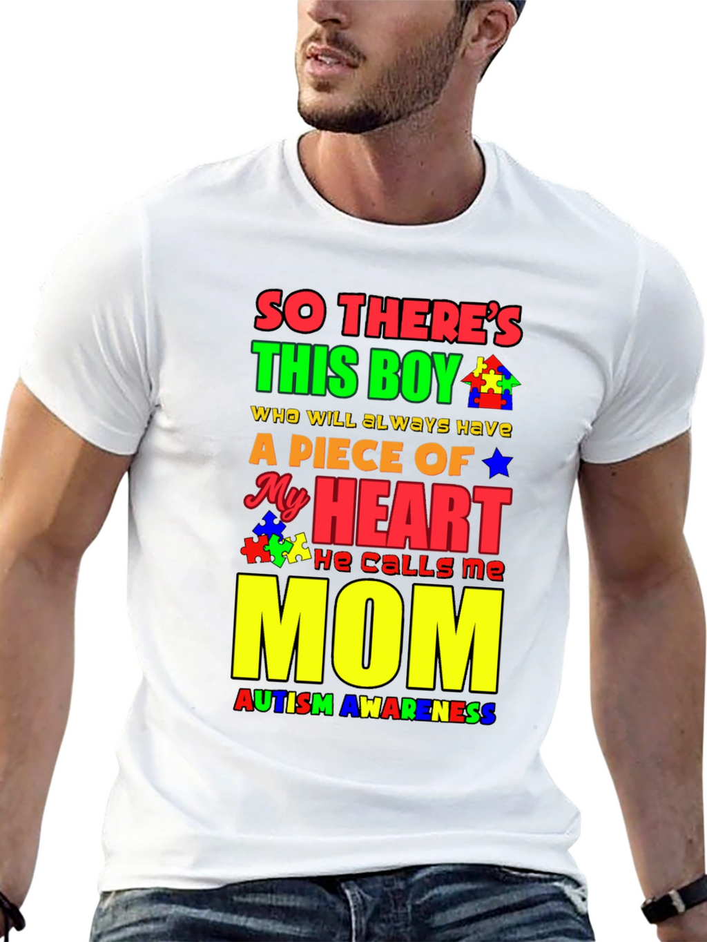 Autism Awareness Piece of My Heart Mom T-Shirt