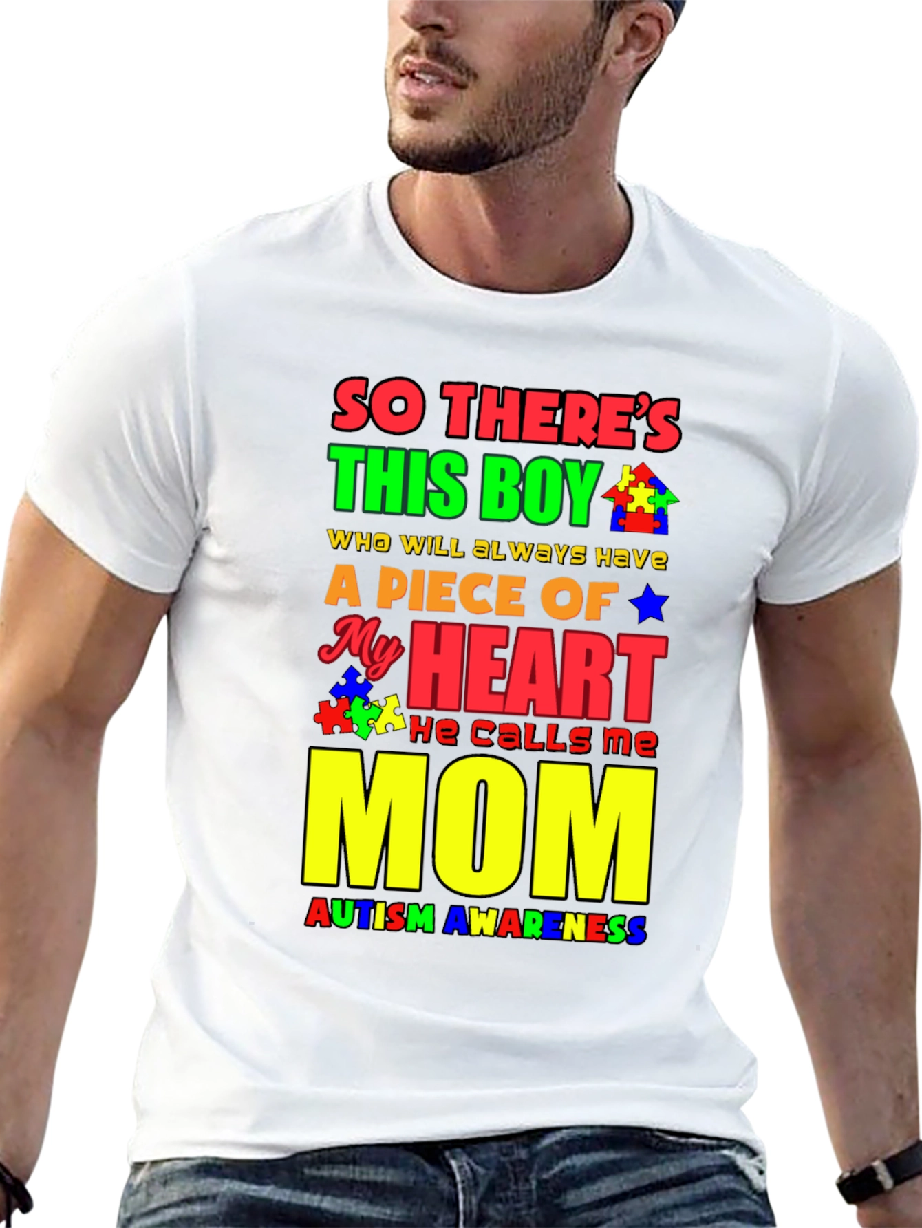 Autism Awareness Piece of My Heart Mom T-Shirt