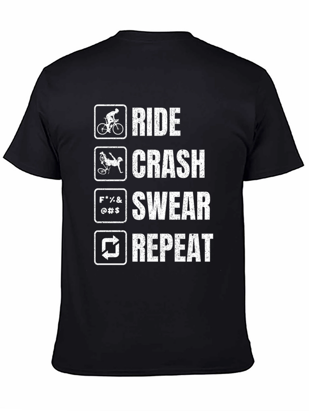Ride Crash Swear Repeat Cyclist T-Shirt
