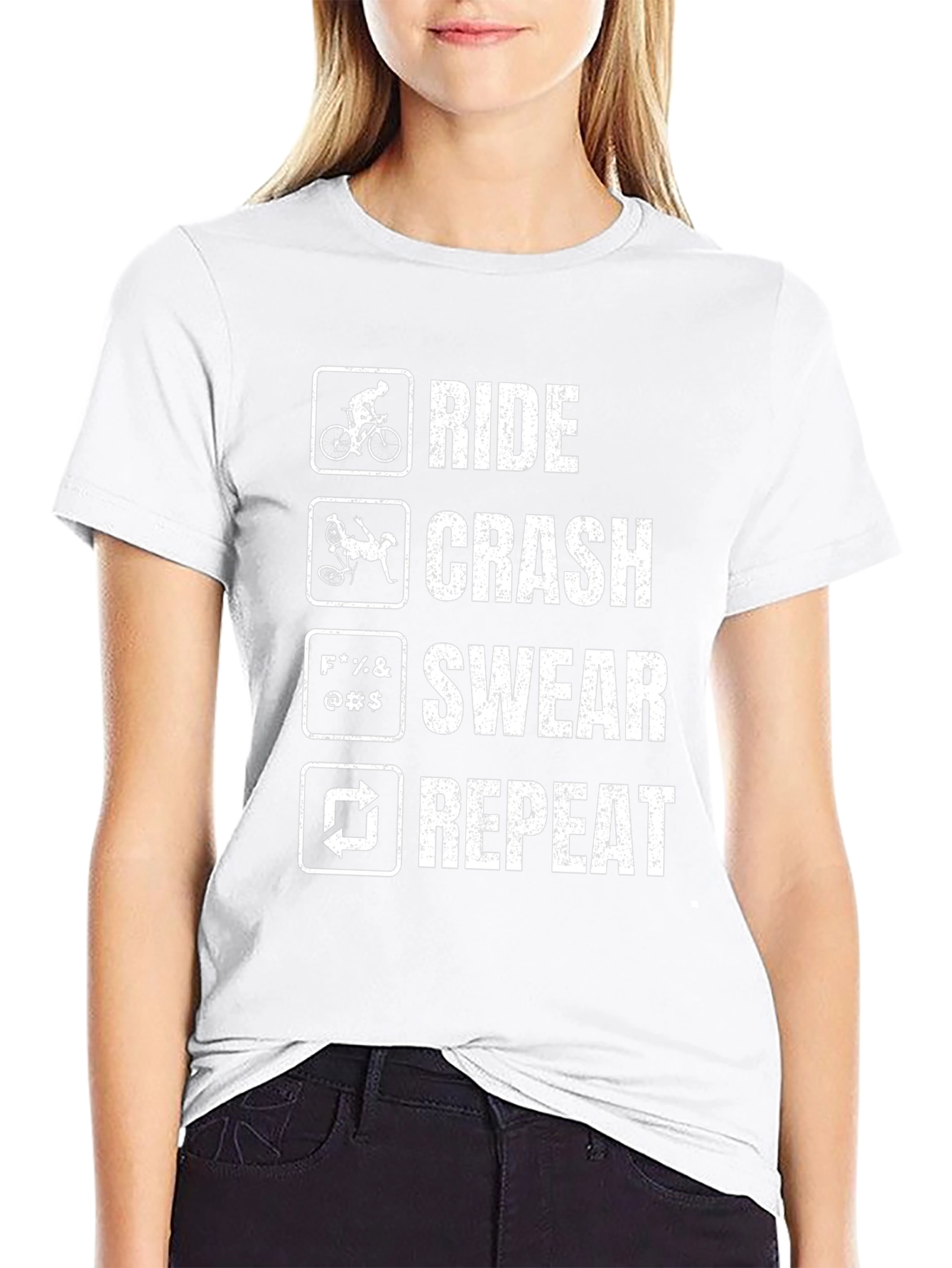 Ride Crash Swear Repeat Cyclist T-Shirt
