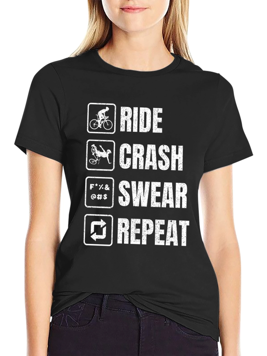 Ride Crash Swear Repeat Cyclist T-Shirt