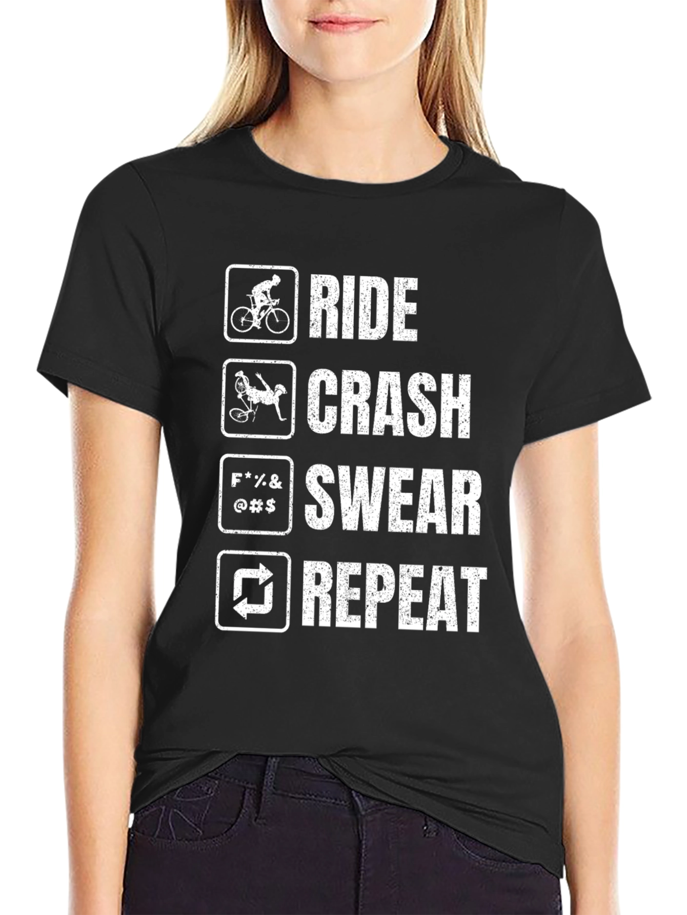 Ride Crash Swear Repeat Cyclist T-Shirt