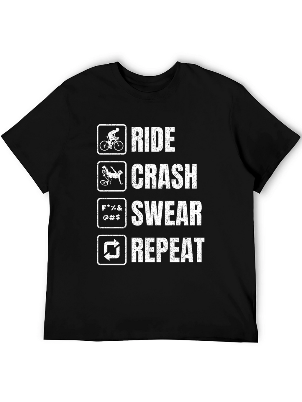 Ride Crash Swear Repeat Cyclist T-Shirt