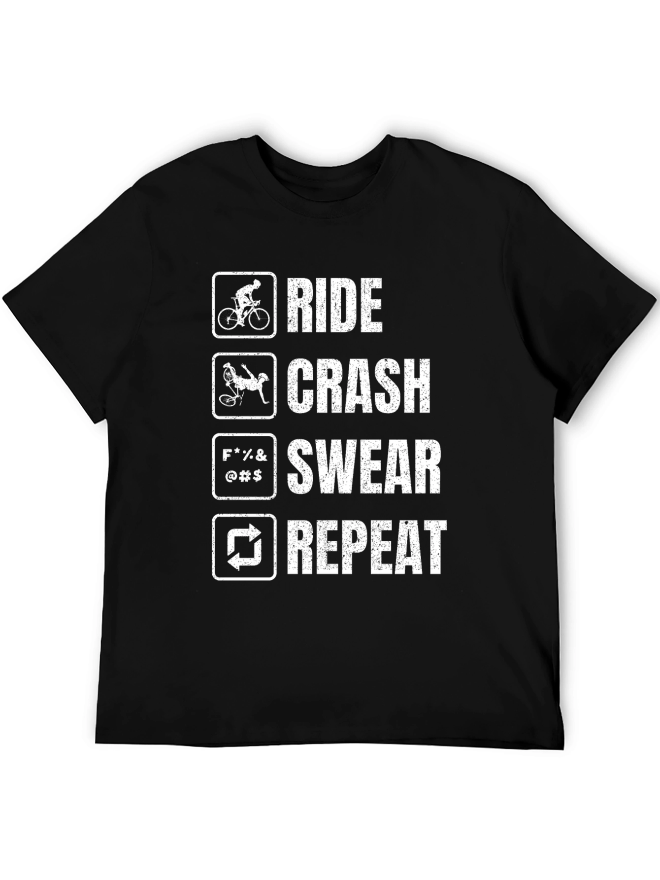 Ride Crash Swear Repeat Cyclist T-Shirt