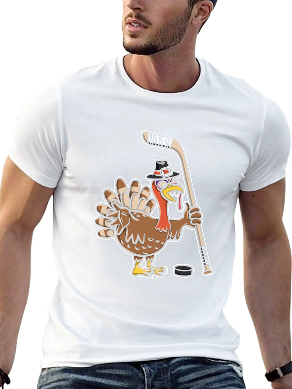 Turkey Hockey Player Black T-Shirt