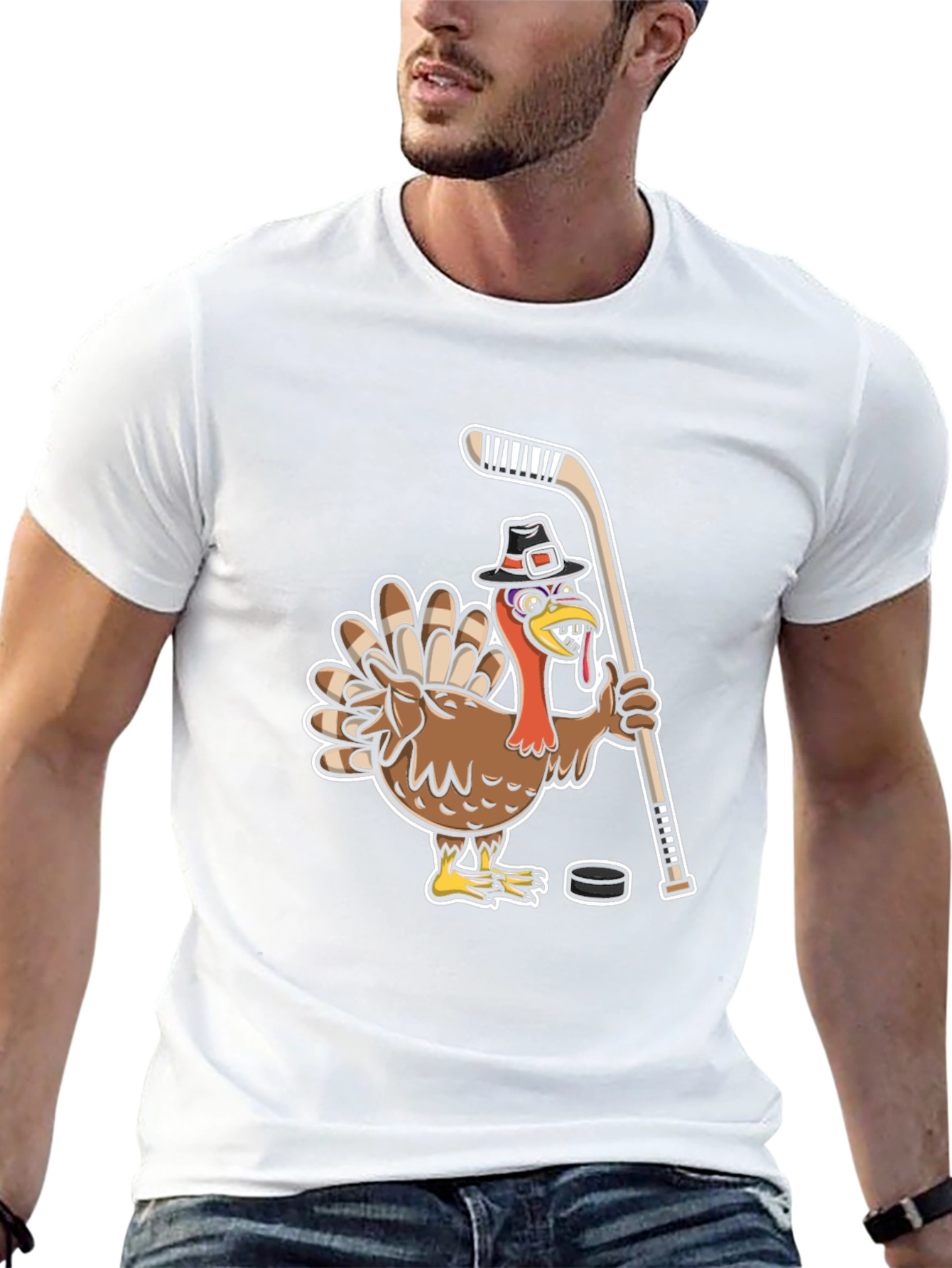 Turkey Hockey Player Black T-Shirt