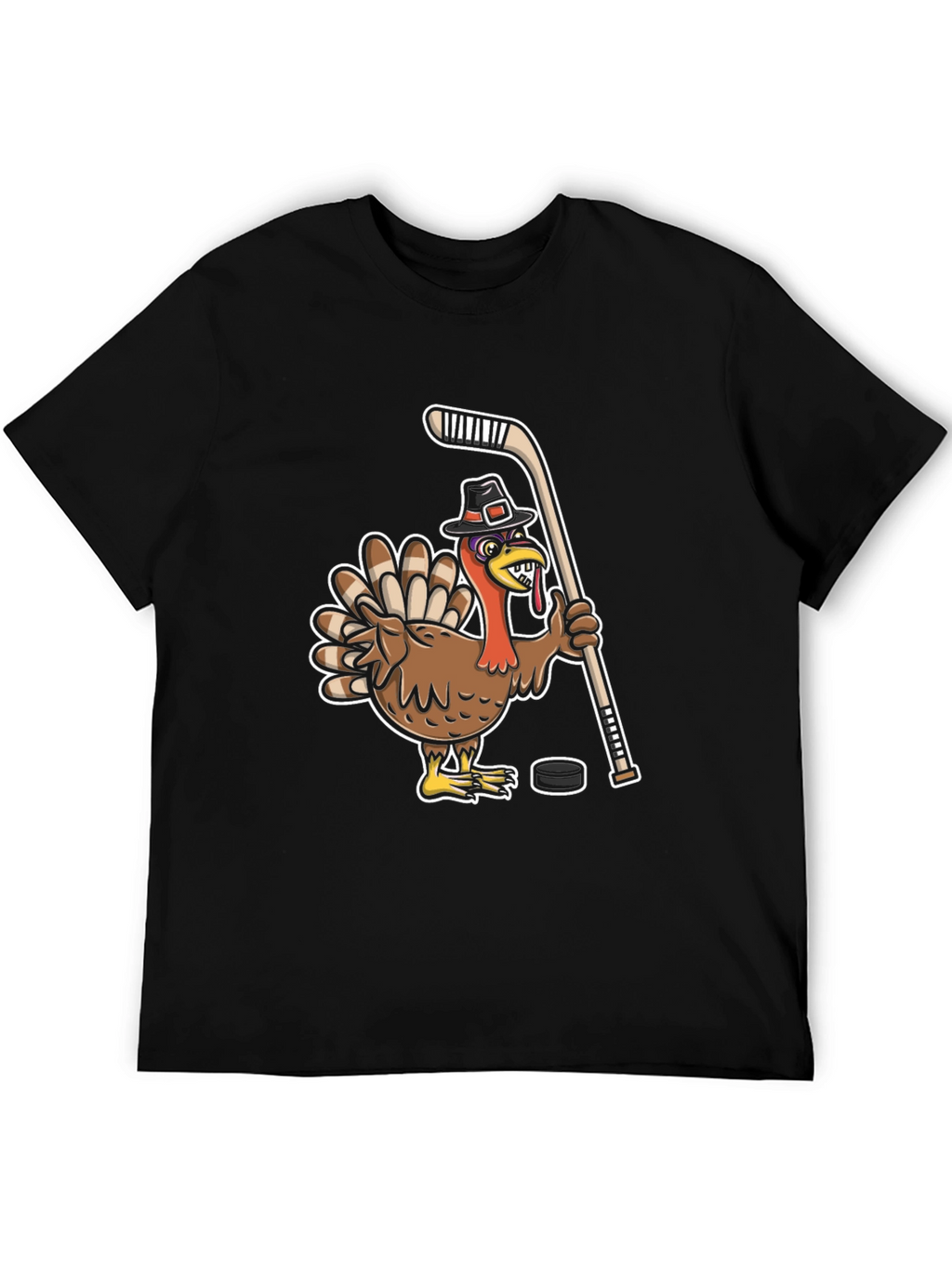 Turkey Hockey Player Black T-Shirt