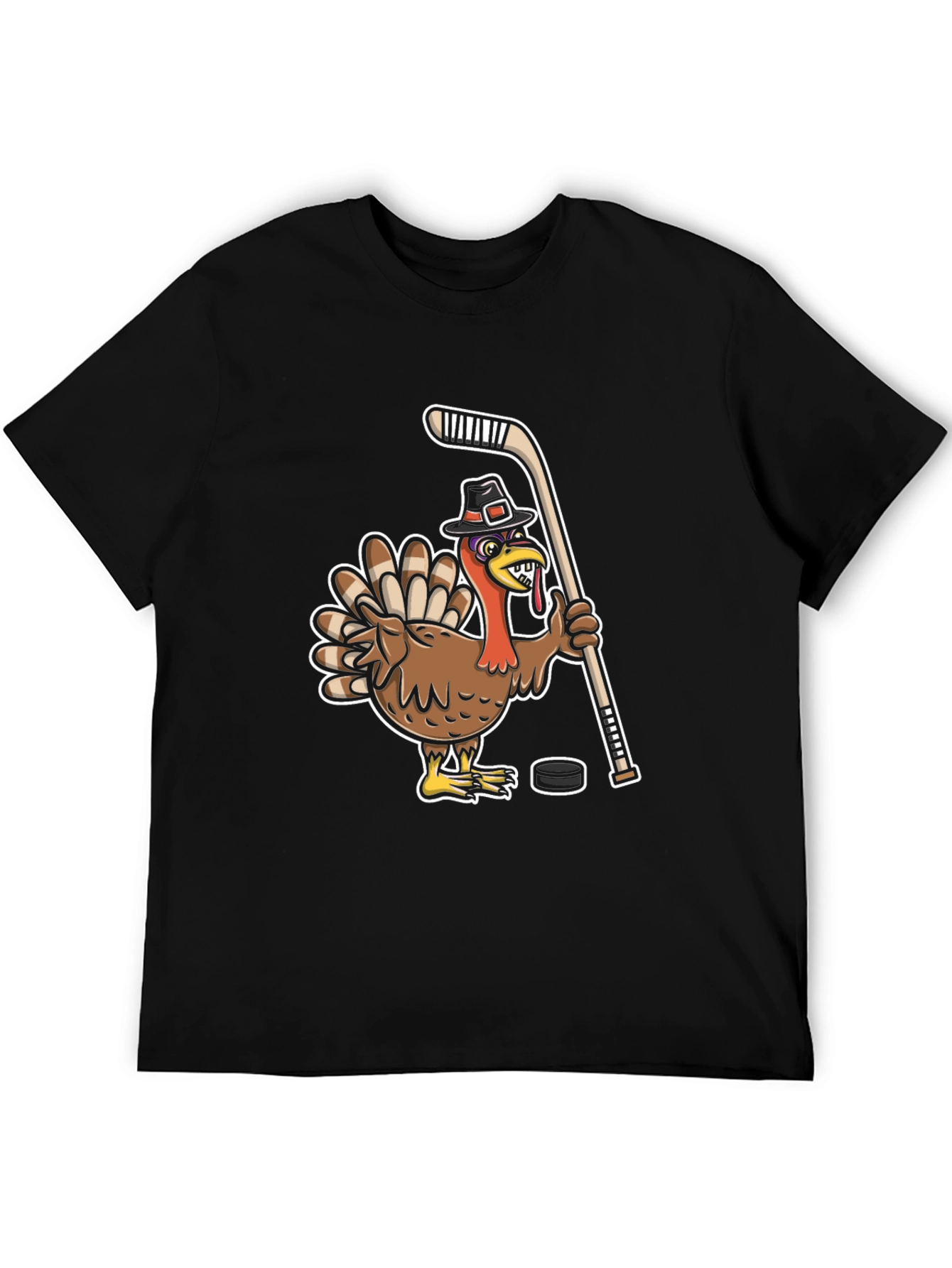 Turkey Hockey Player Black T-Shirt