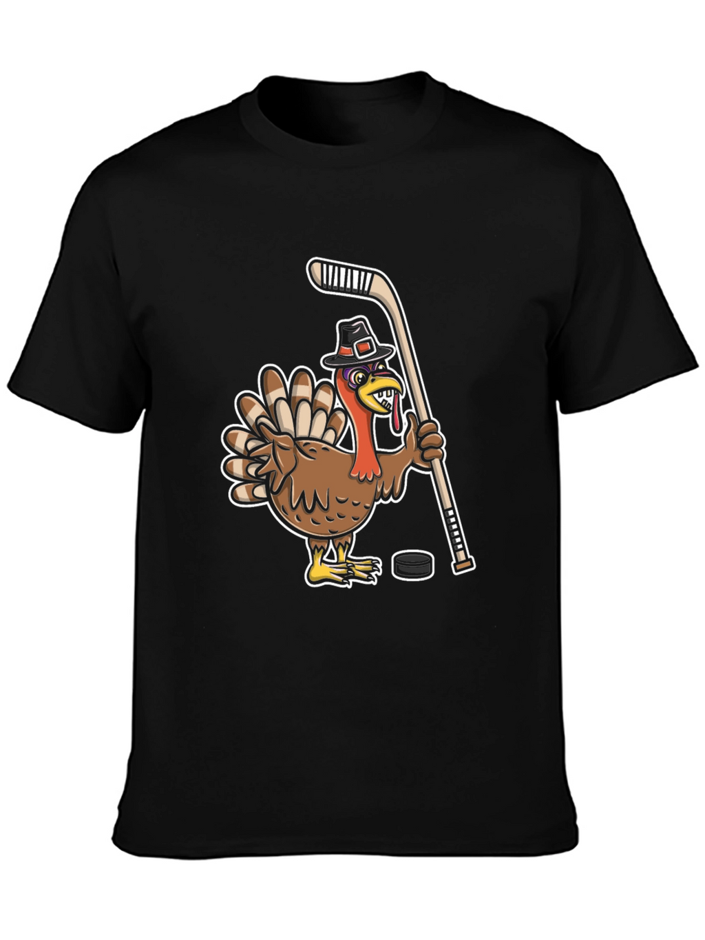 Turkey Hockey Player Black T-Shirt
