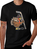 Turkey Hockey Player Black T-Shirt