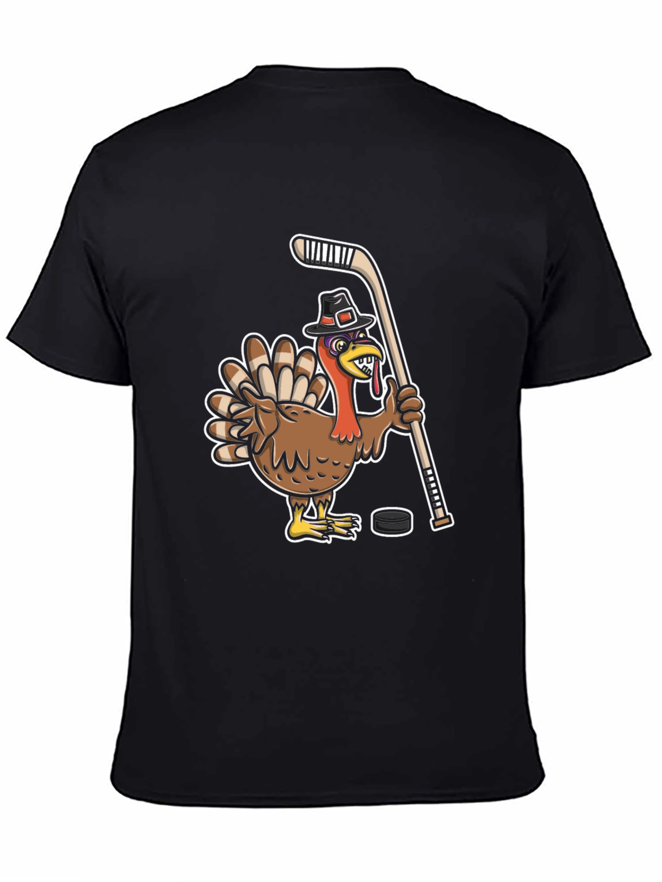 Turkey Hockey Player Black T-Shirt