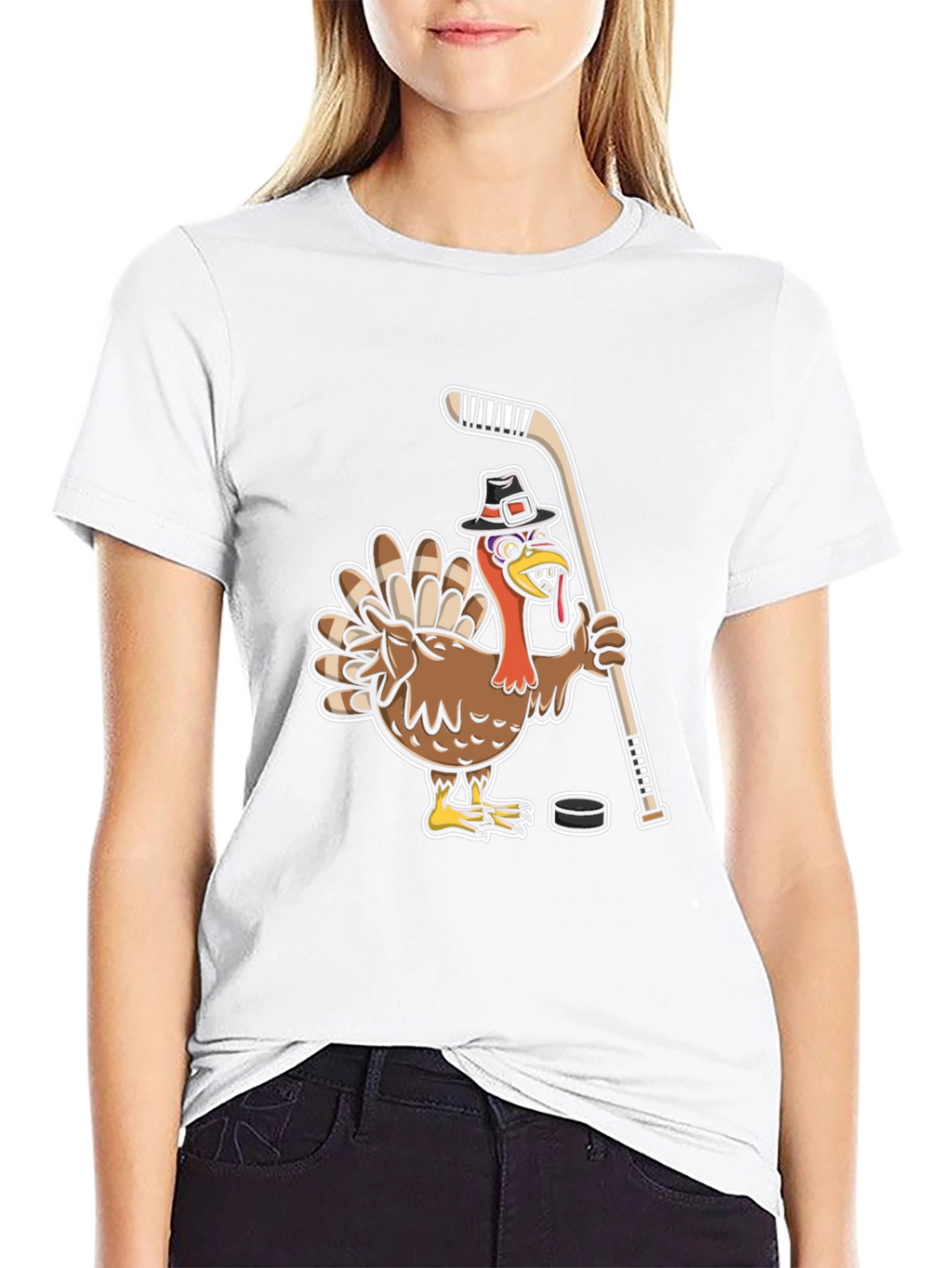 Turkey Hockey Player Black T-Shirt