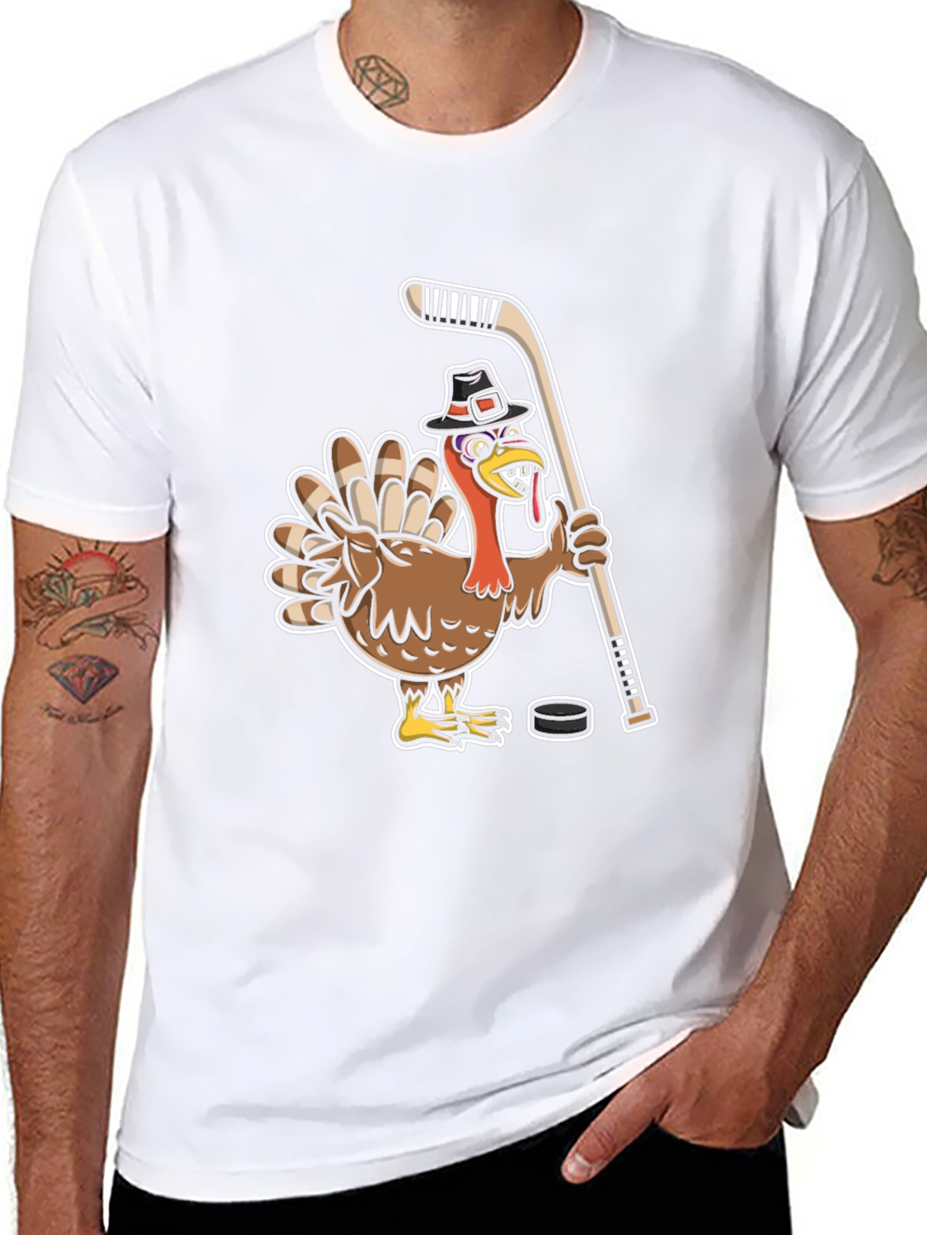 Turkey Hockey Player Black T-Shirt