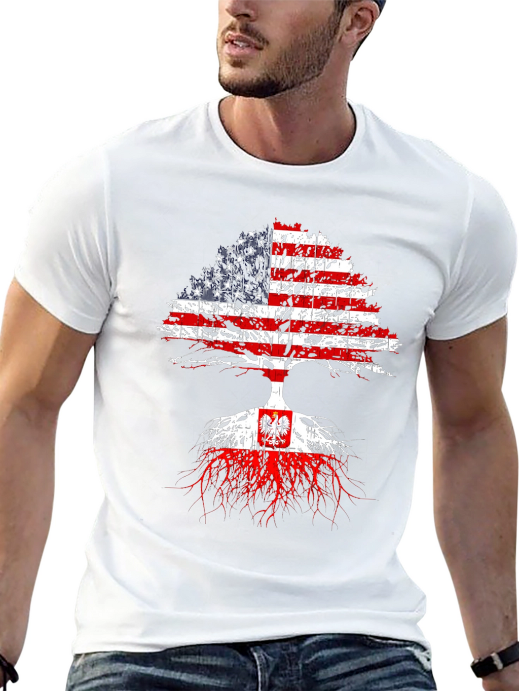 USA Roots Poland Flag T-Shirt