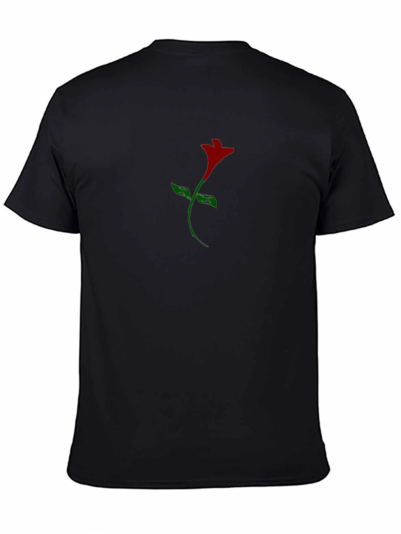 Mens Black T-Shirt with Rose Graphic Print
