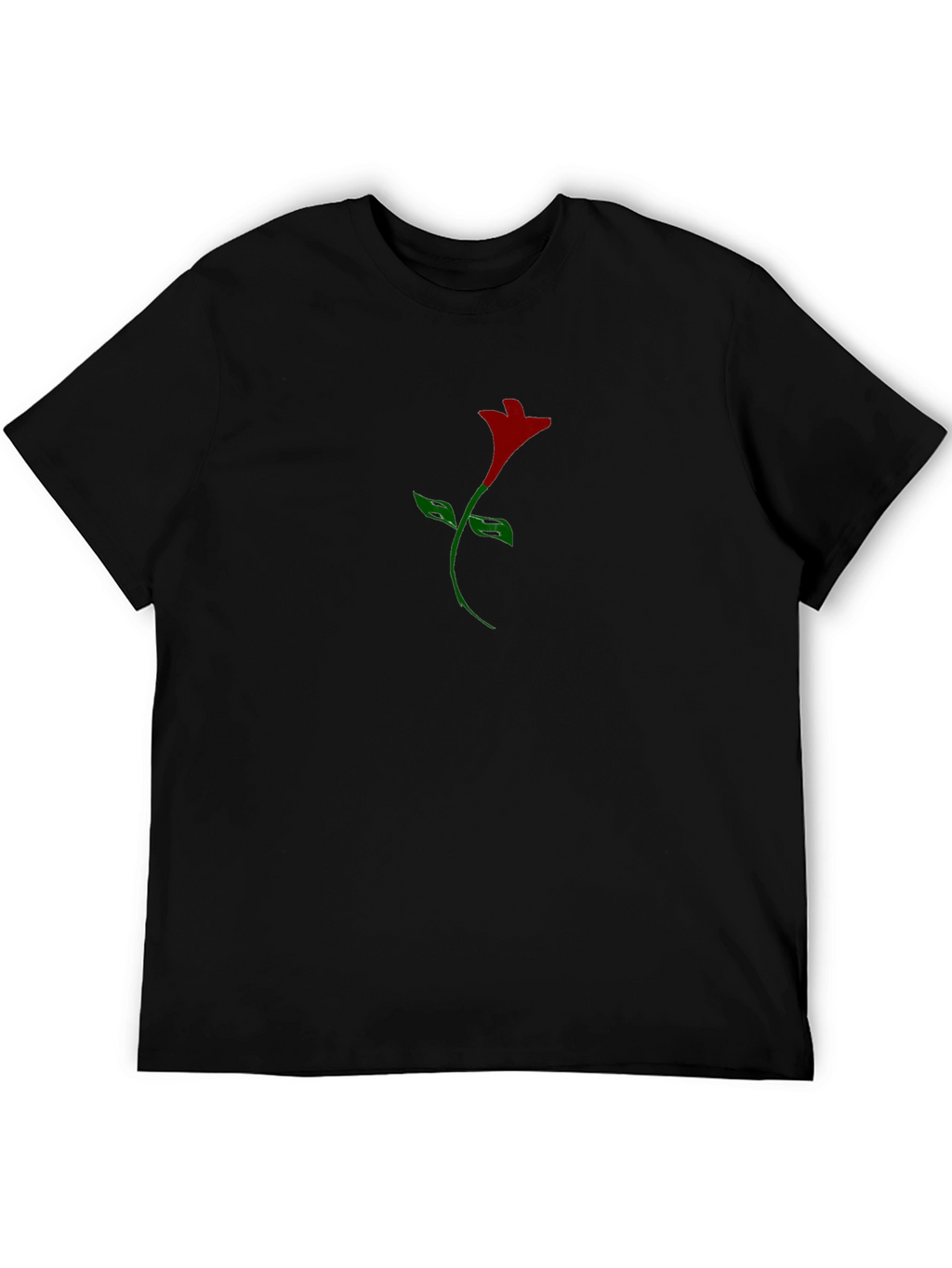Mens Black T-Shirt with Rose Graphic Print