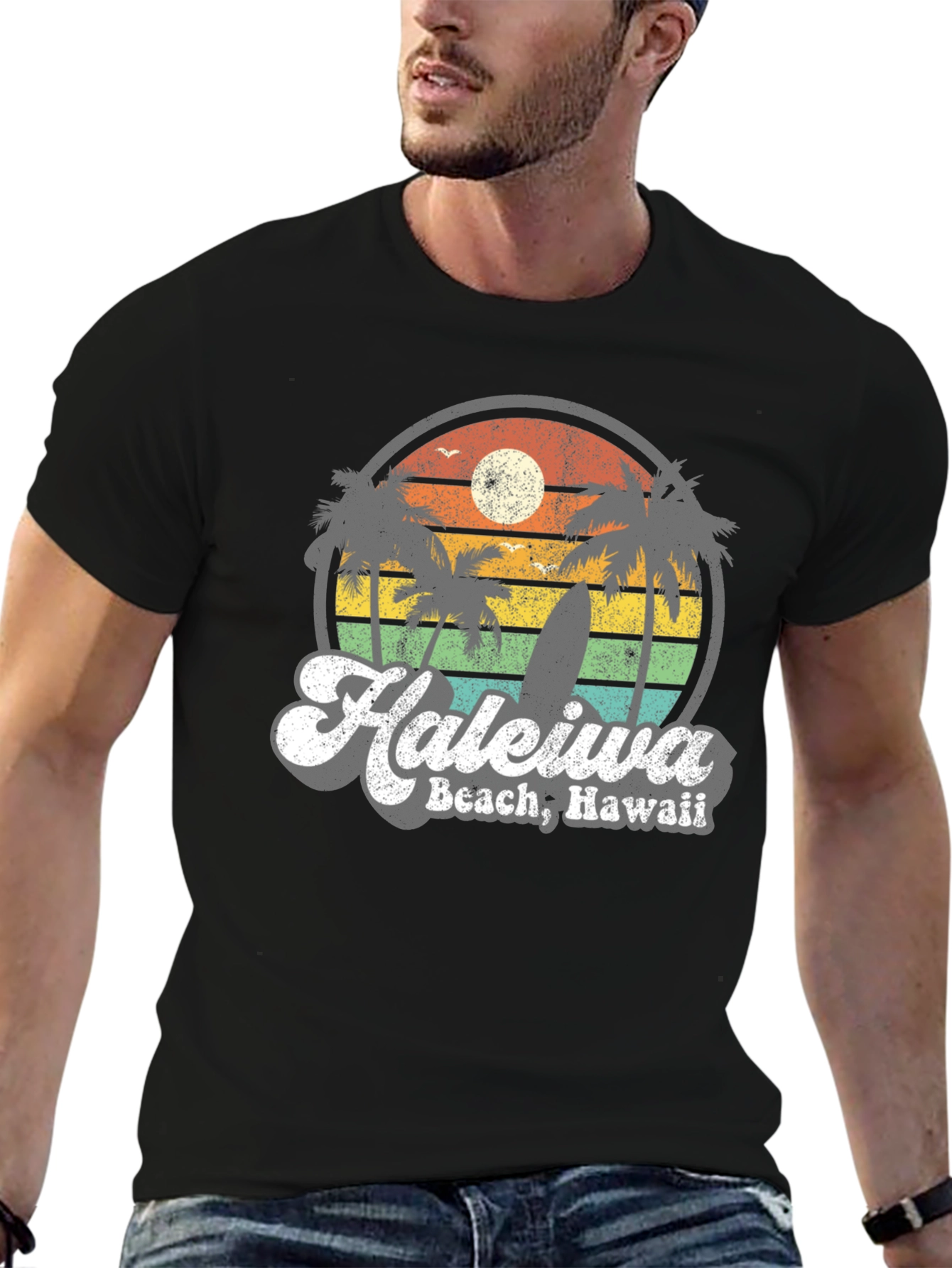 Haleiwa Beach Hawaii Retro Graphic T-Shirt