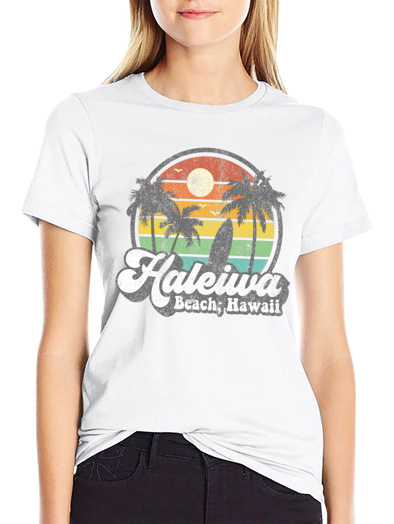 Haleiwa Beach Hawaii Retro Graphic T-Shirt