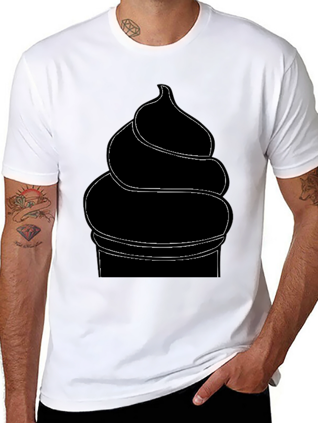 Mens Black Ice Cream Cone Graphic T-Shirt
