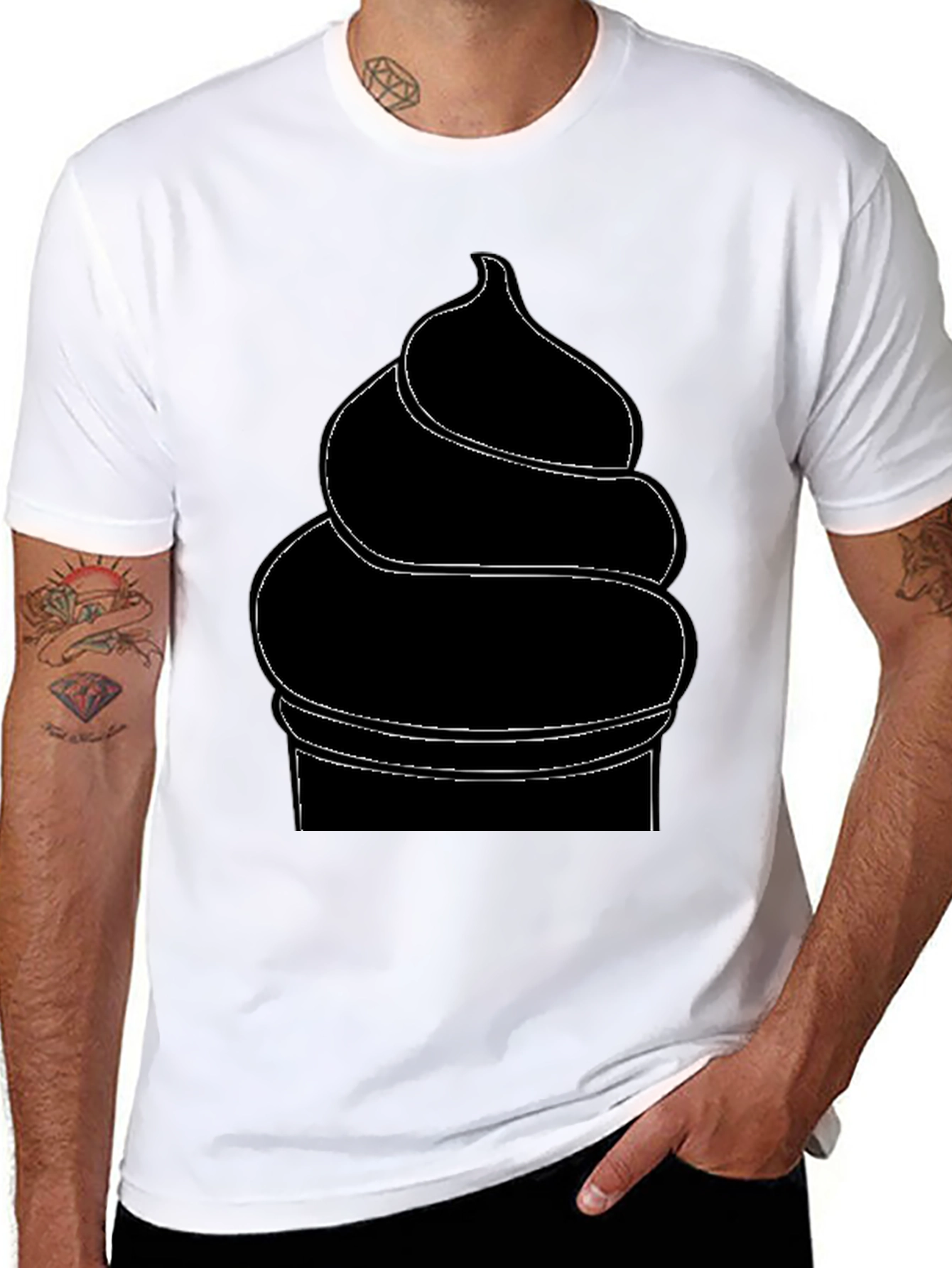 Mens Black Ice Cream Cone Graphic T-Shirt