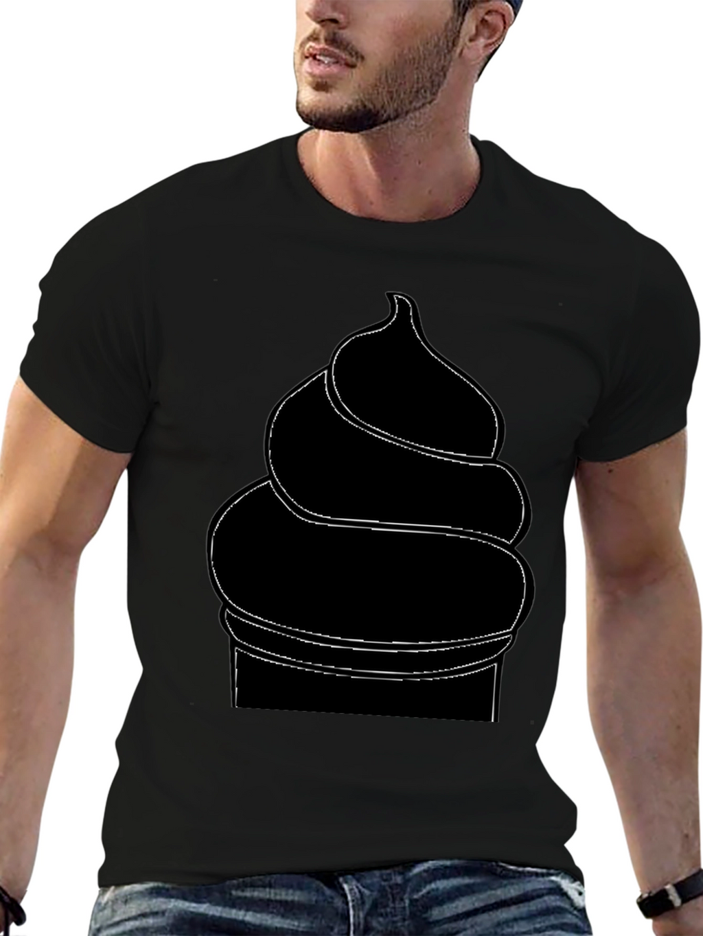 Mens Black Ice Cream Cone Graphic T-Shirt