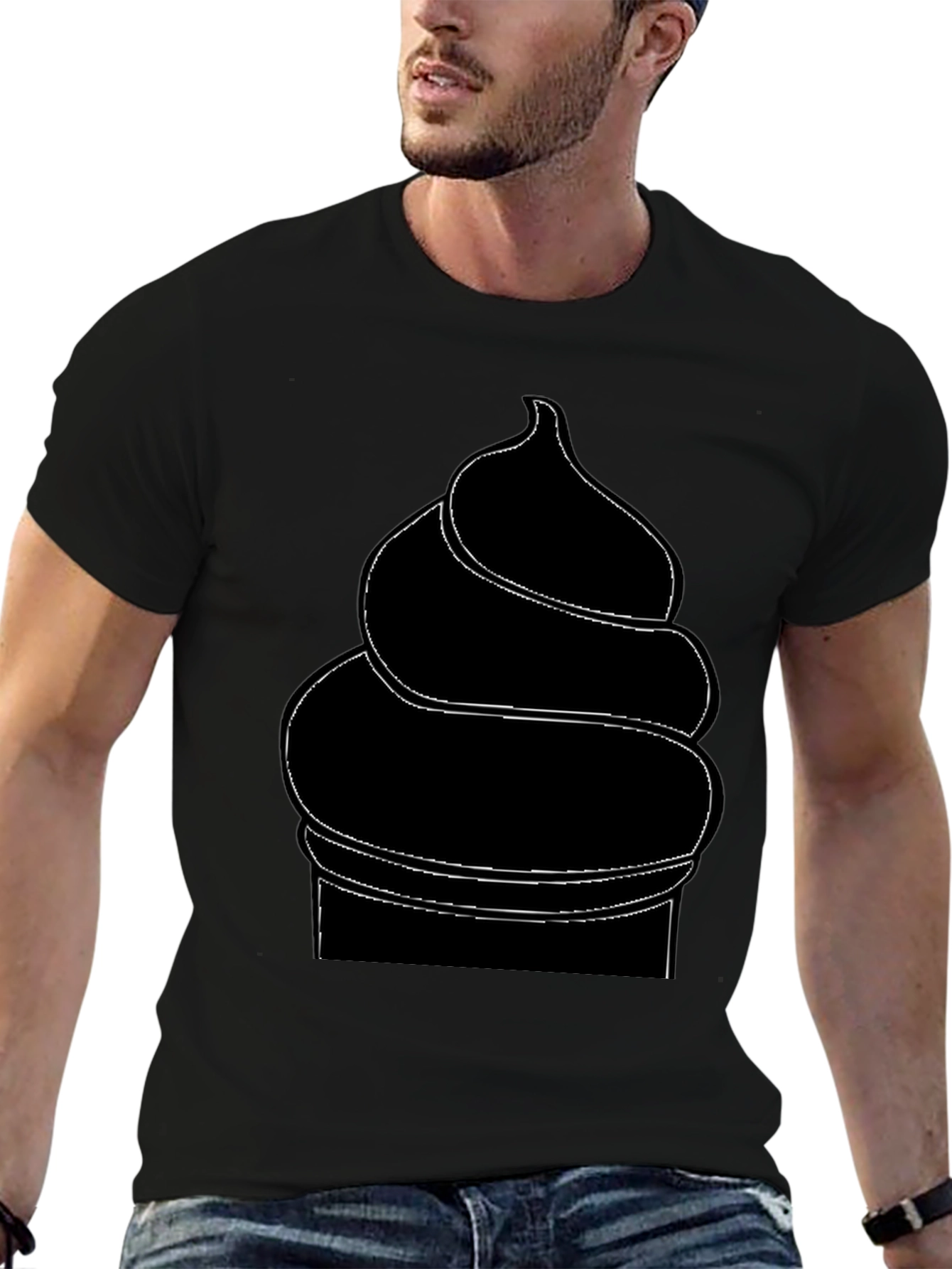 Mens Black Ice Cream Cone Graphic T-Shirt