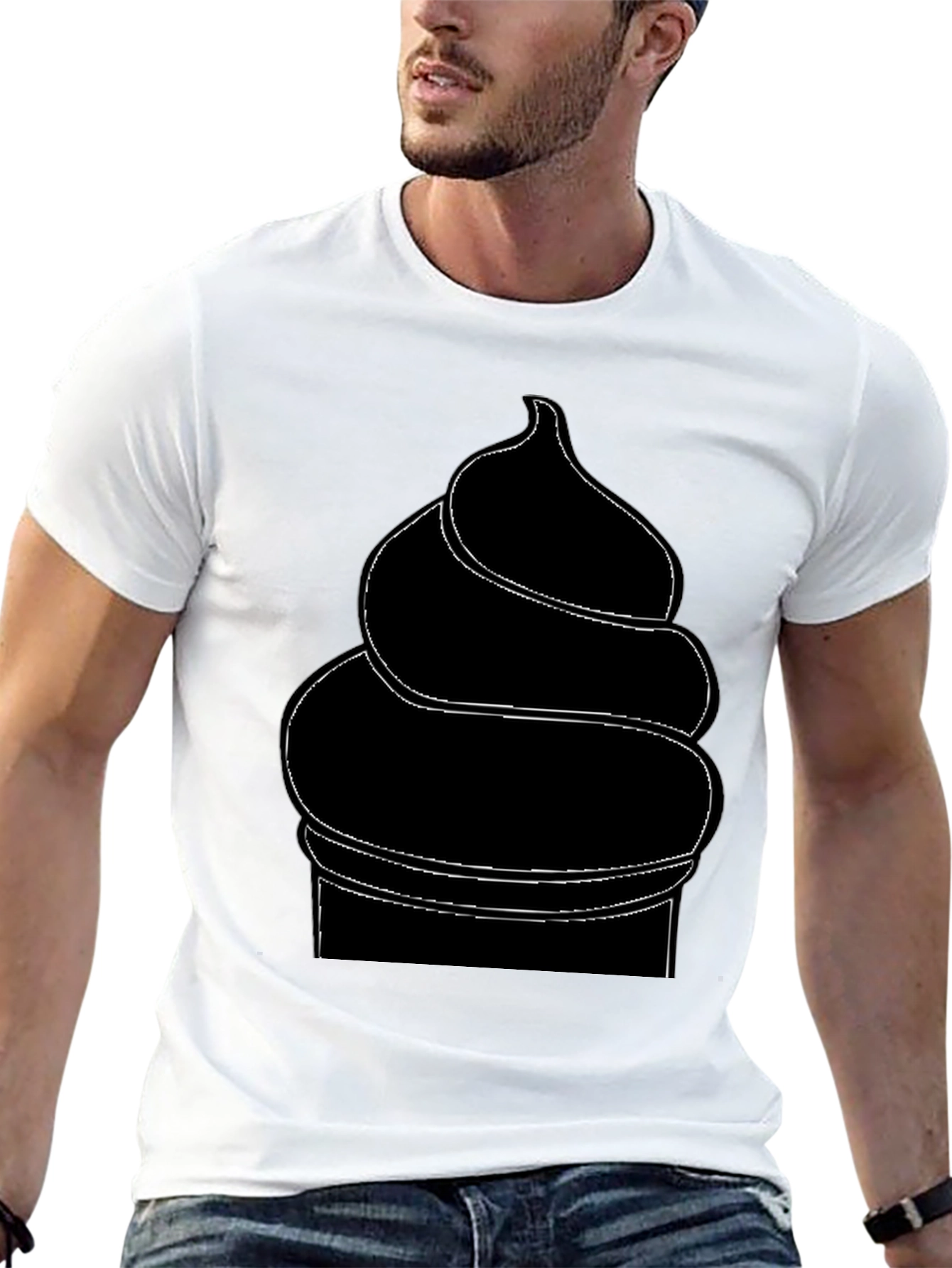 Mens Black Ice Cream Cone Graphic T-Shirt
