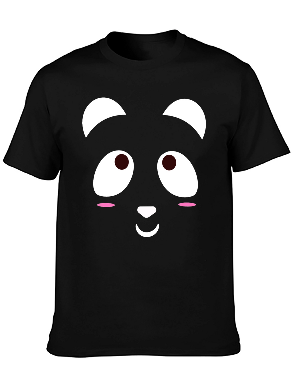 Cute Panda Face Black T-Shirt