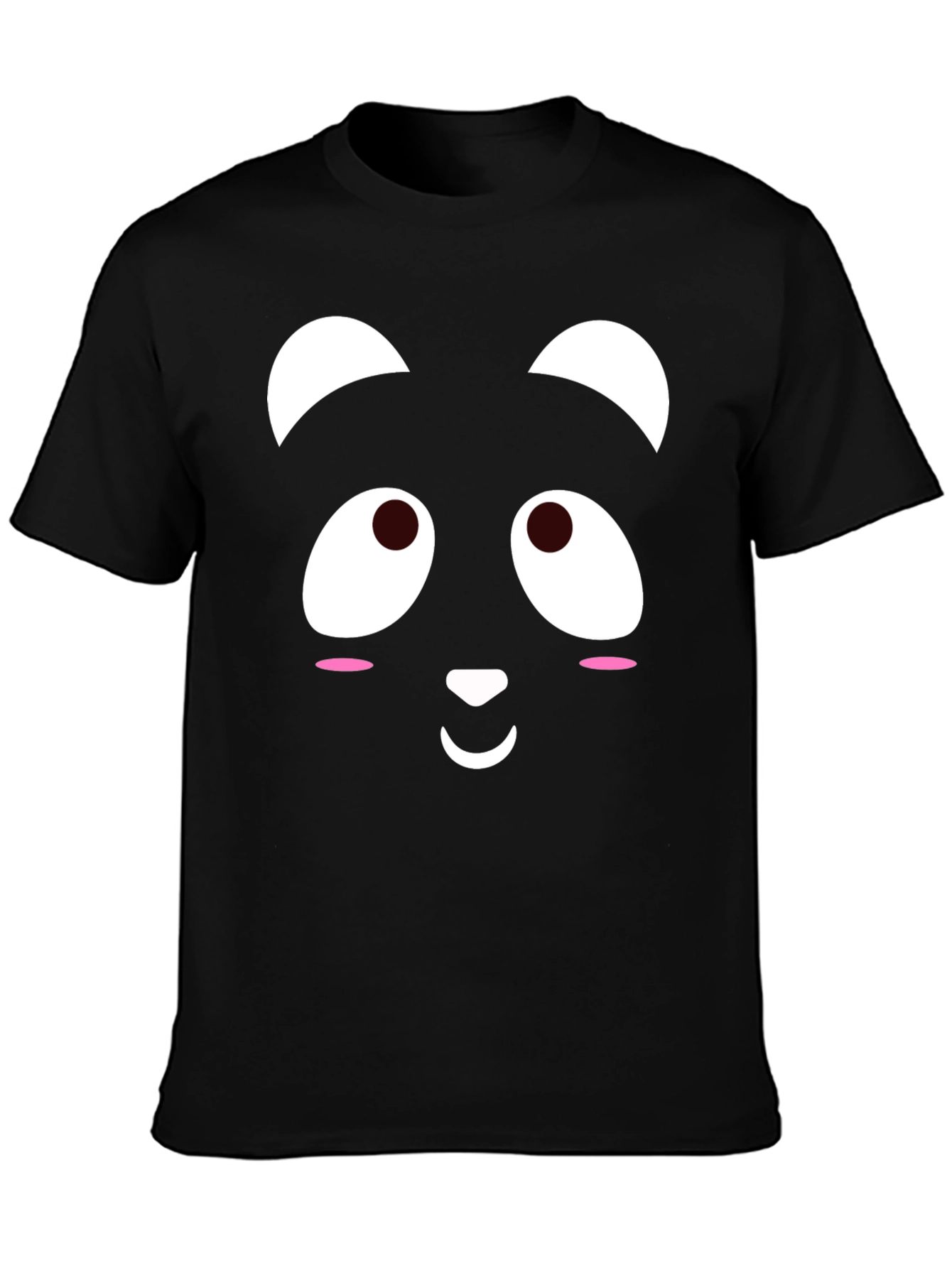 Cute Panda Face Black T-Shirt