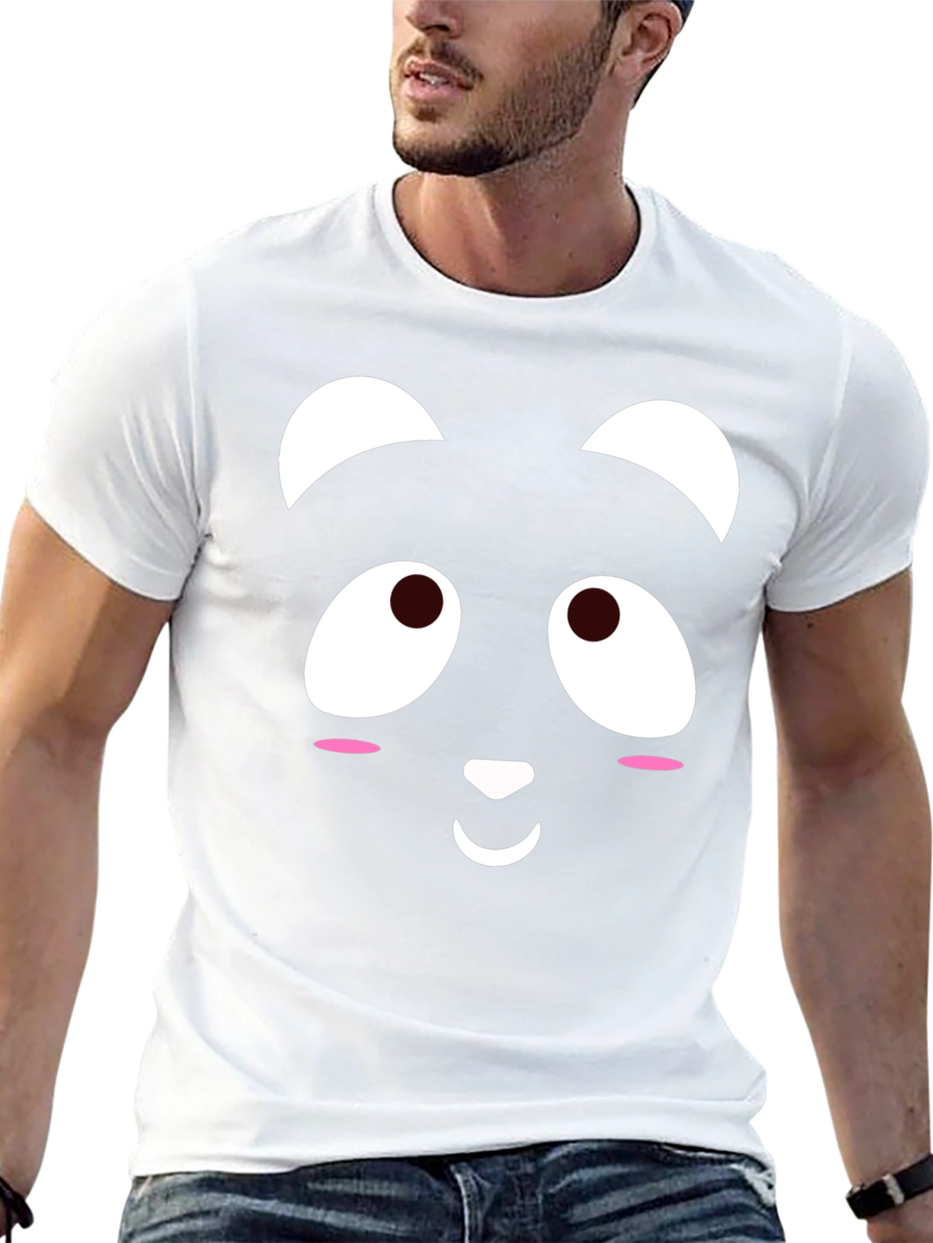 Cute Panda Face Black T-Shirt