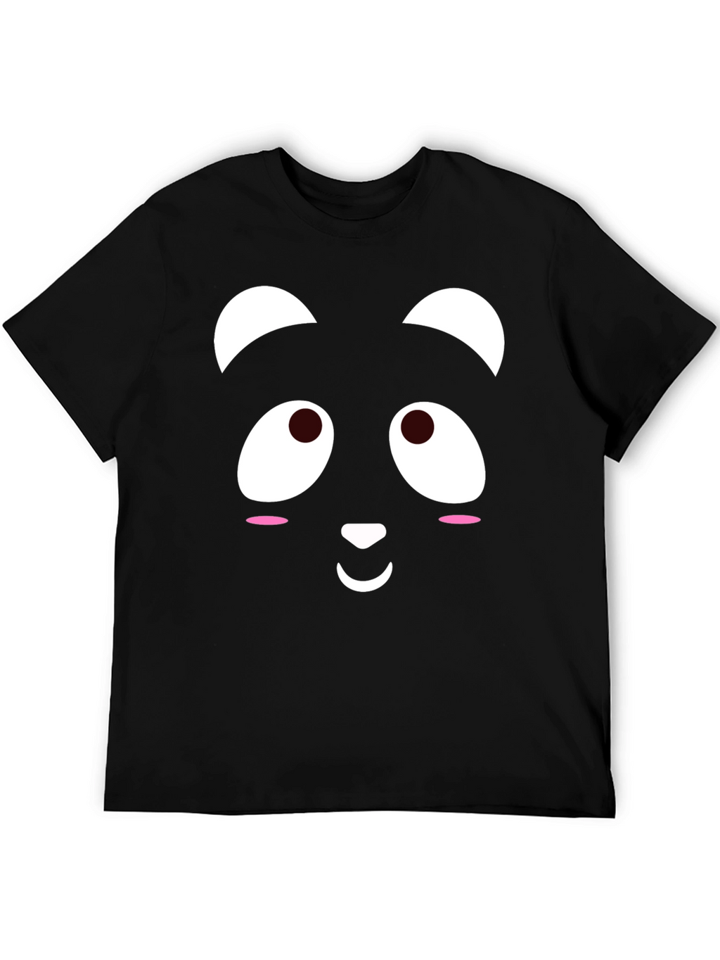 Cute Panda Face Black T-Shirt