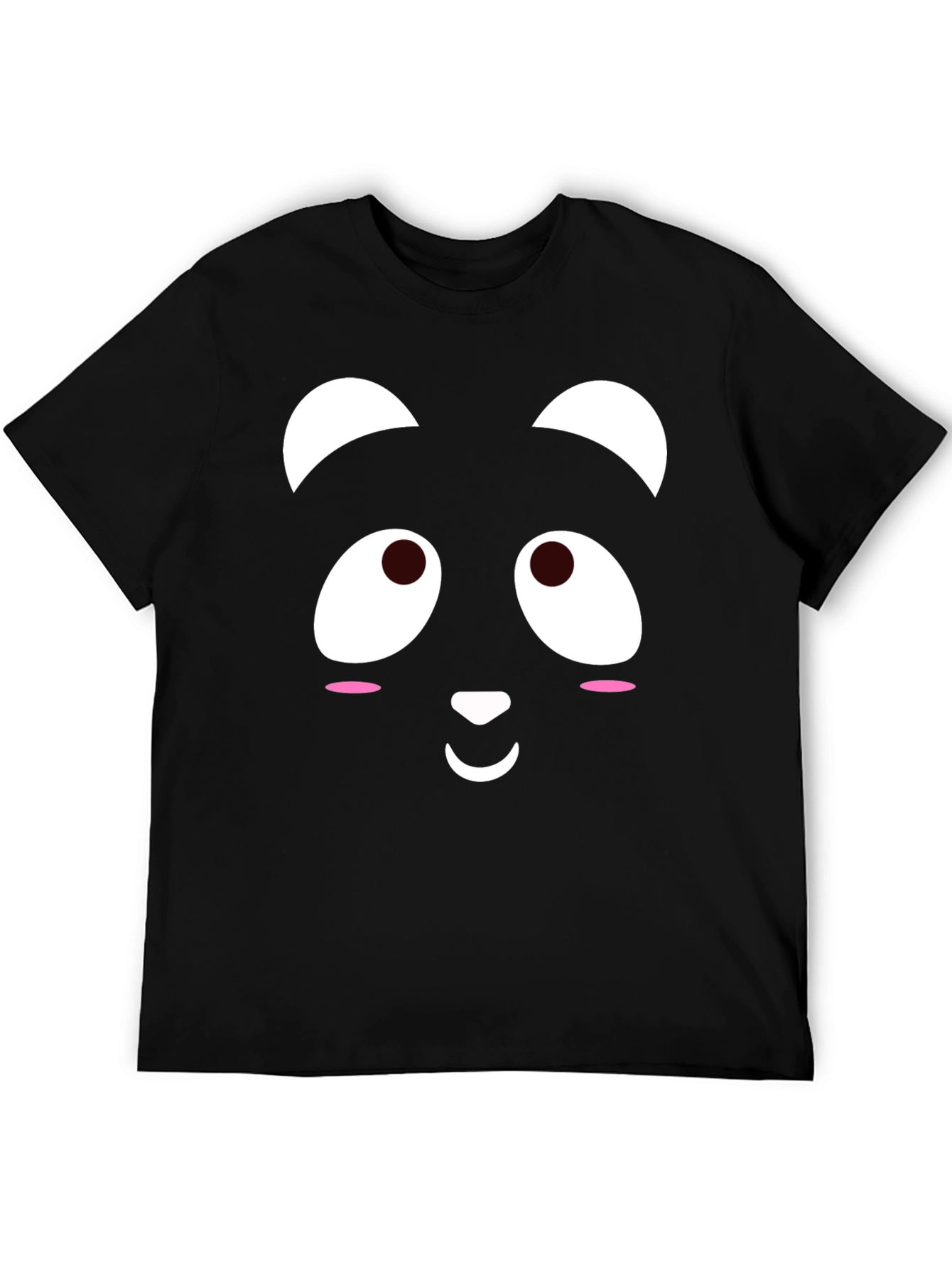 Cute Panda Face Black T-Shirt
