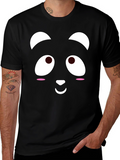 Cute Panda Face Black T-Shirt