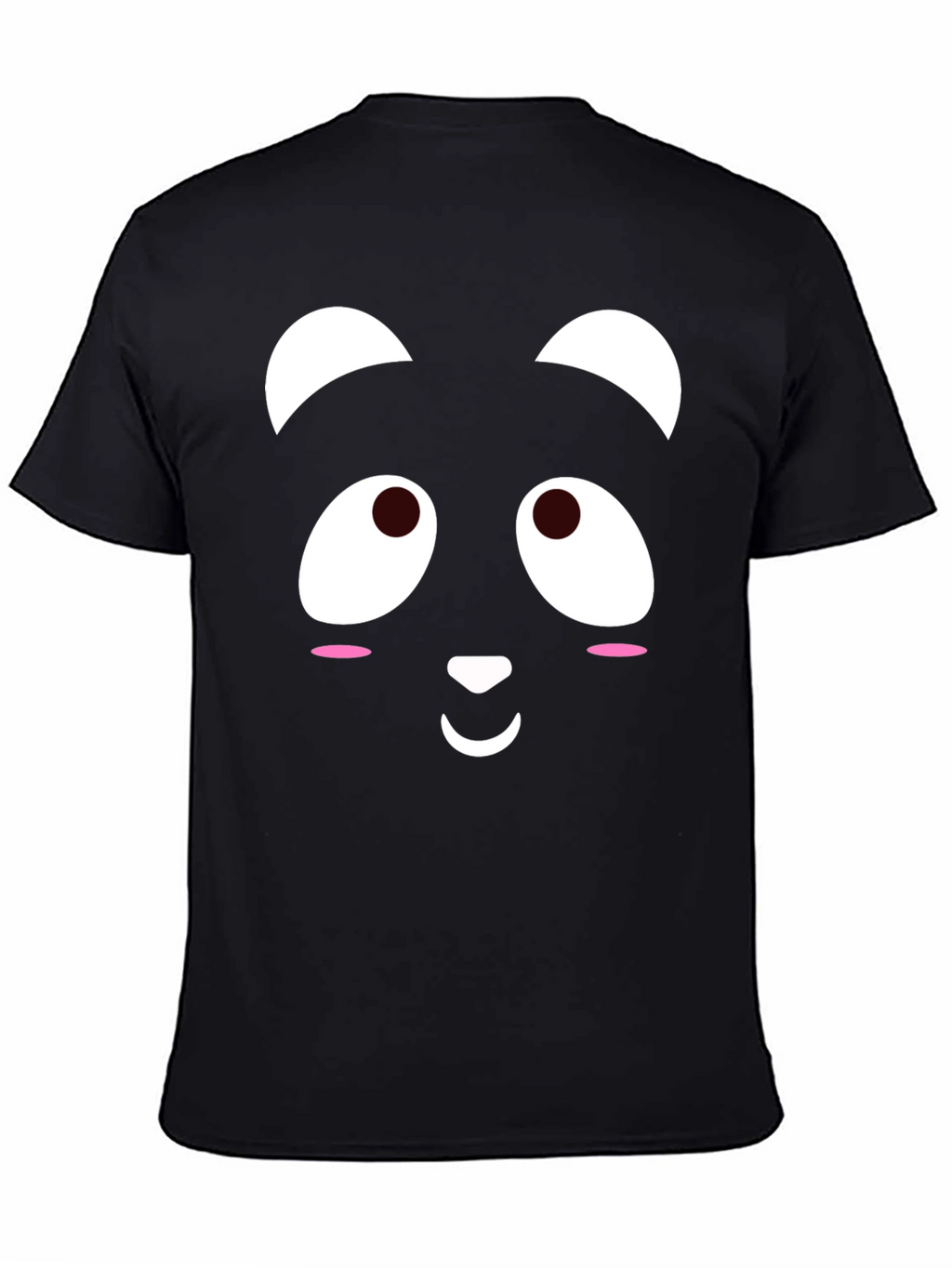 Cute Panda Face Black T-Shirt