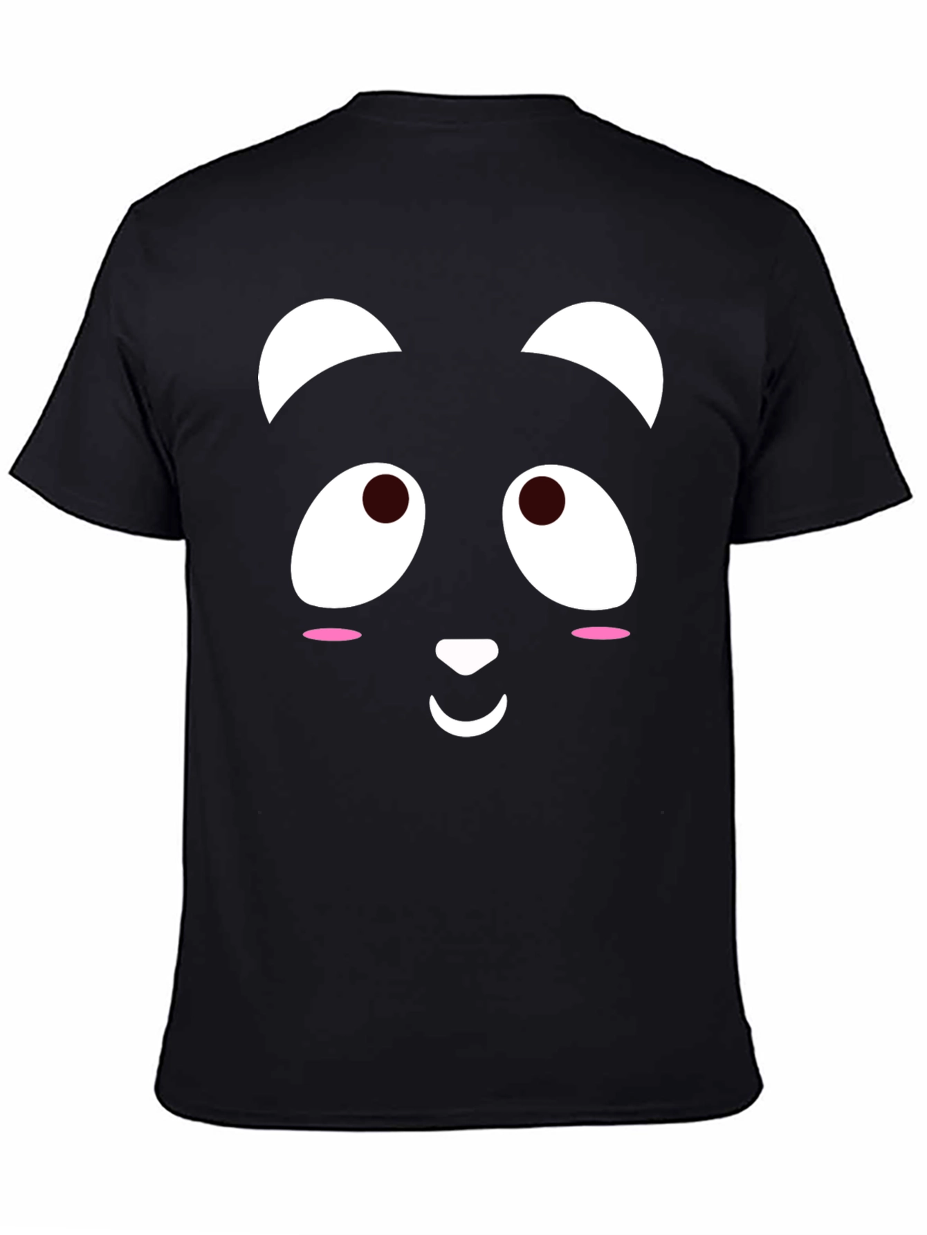 Cute Panda Face Black T-Shirt