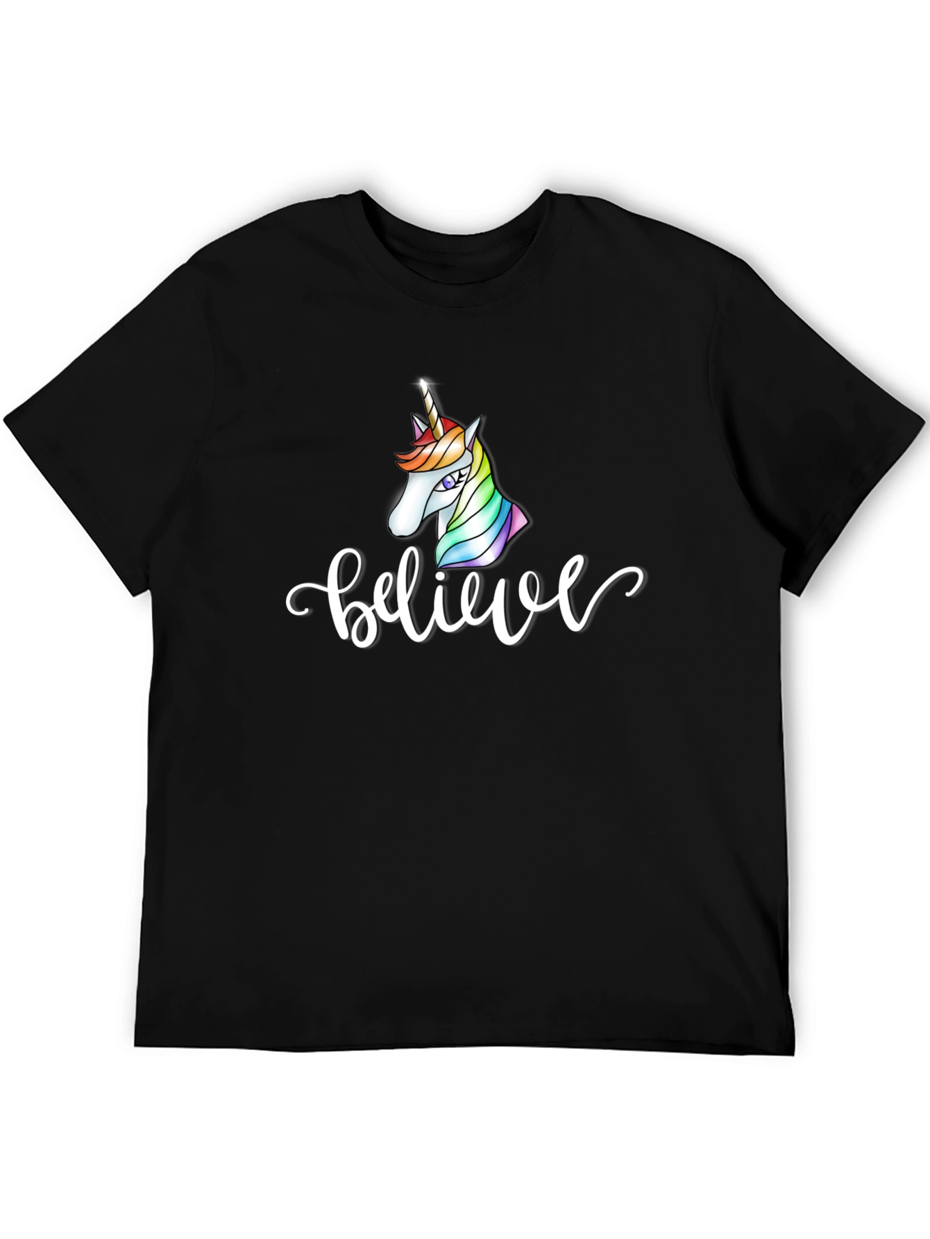 Believe Unicorn Black T-Shirt