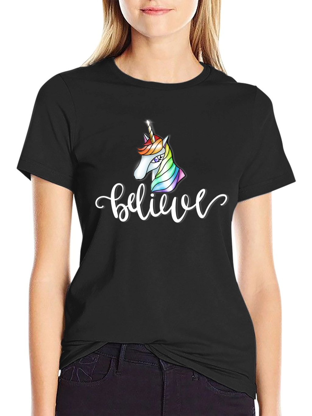 Believe Unicorn Black T-Shirt