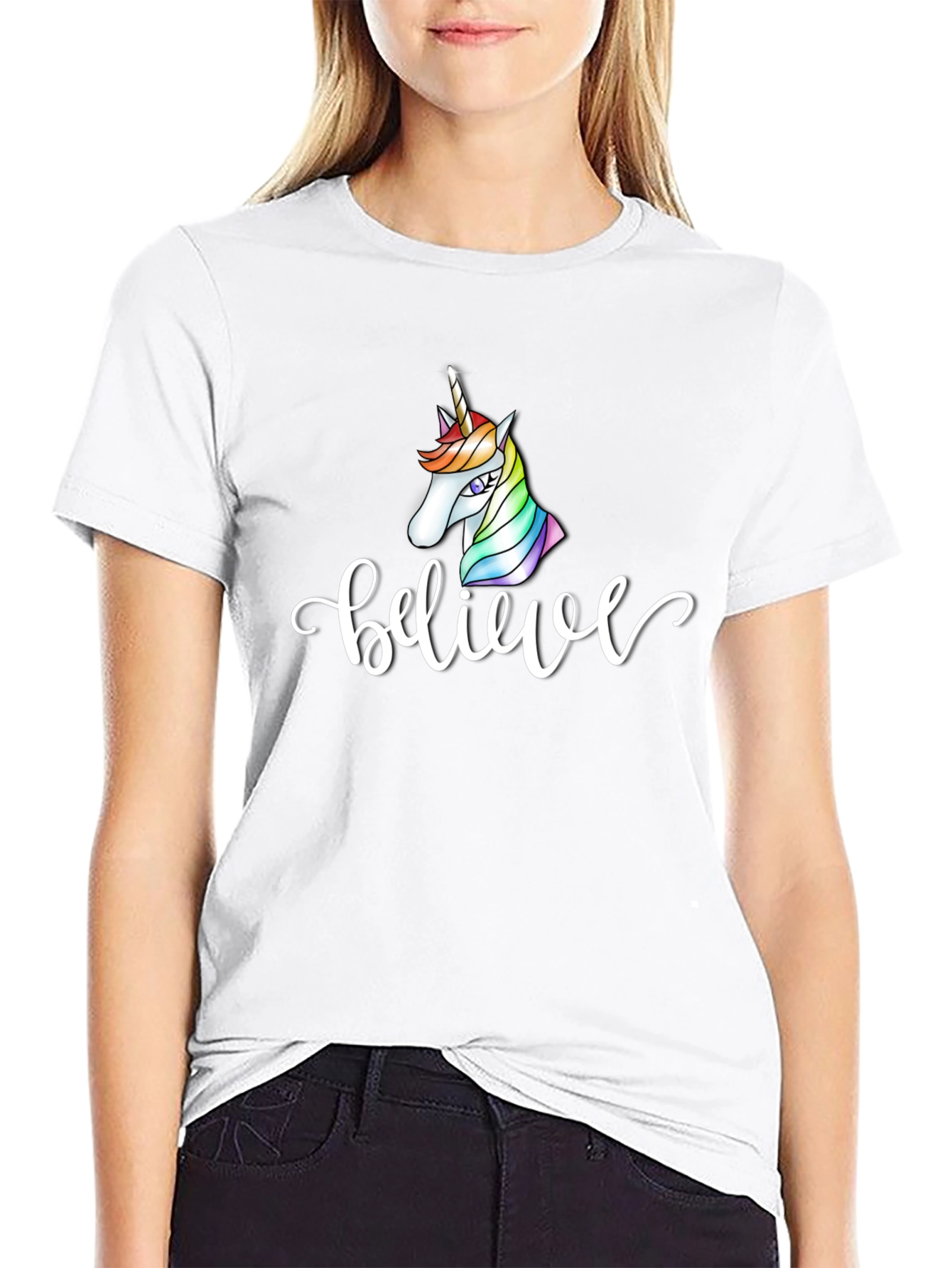 Believe Unicorn Black T-Shirt