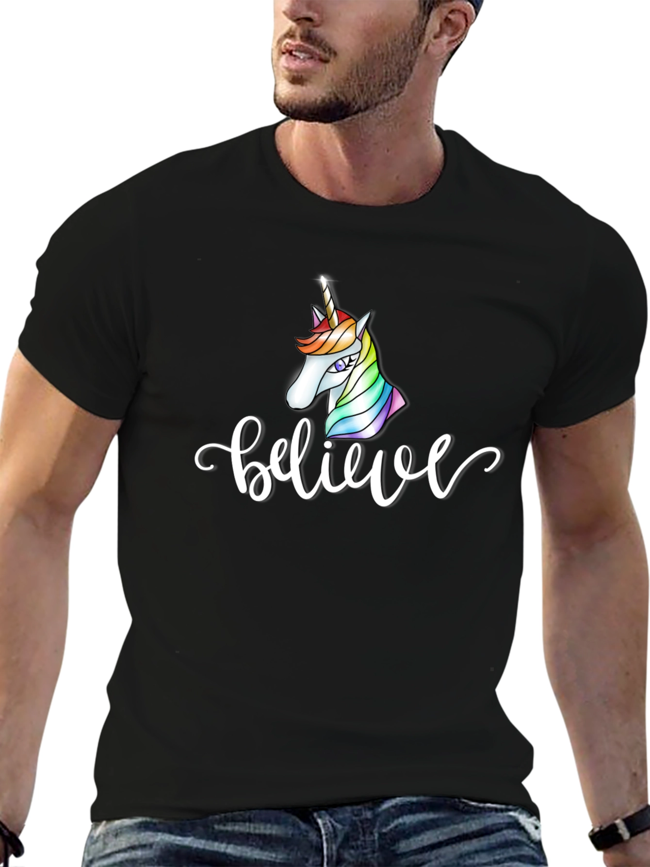 Believe Unicorn Black T-Shirt