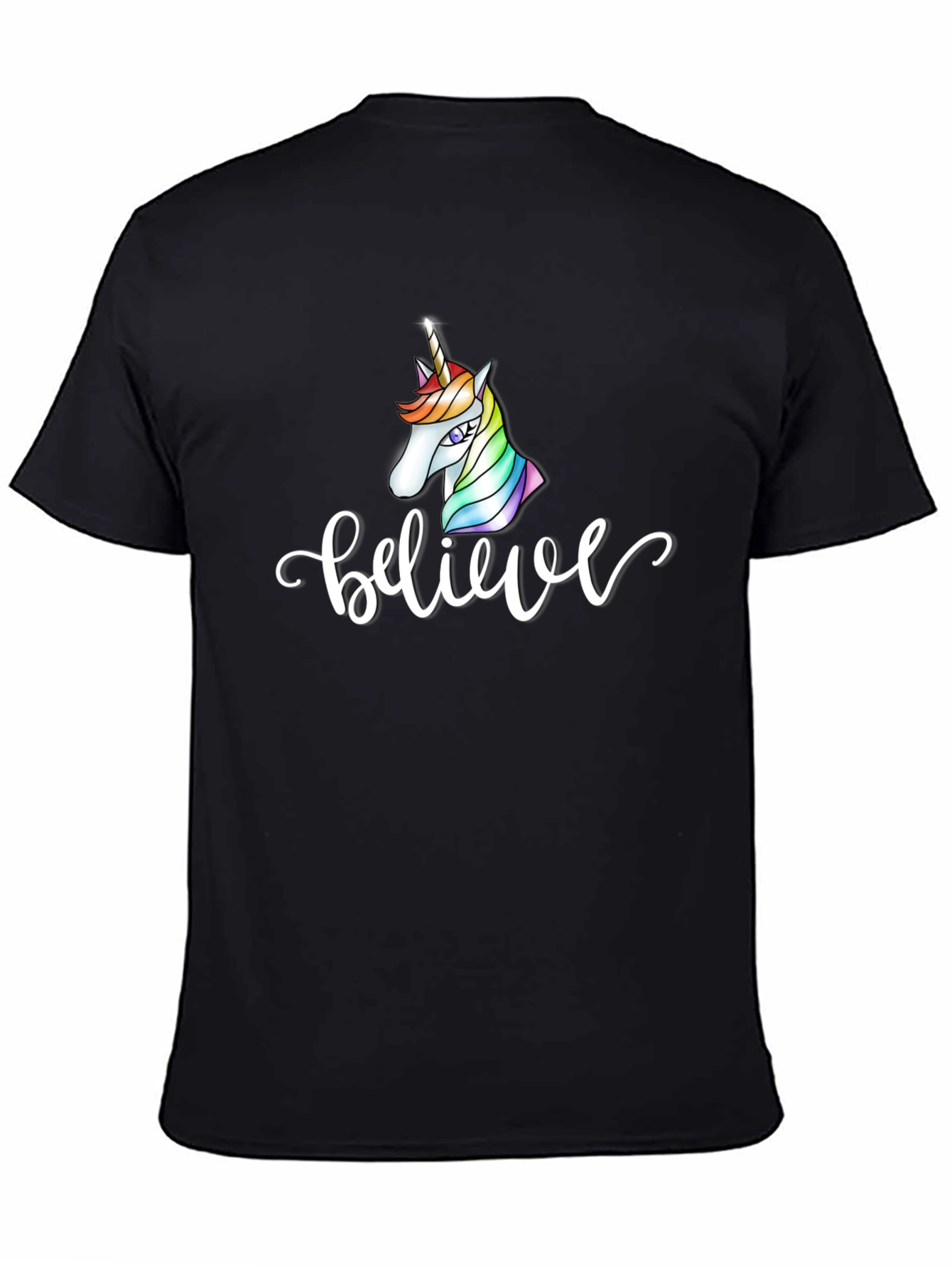Believe Unicorn Black T-Shirt