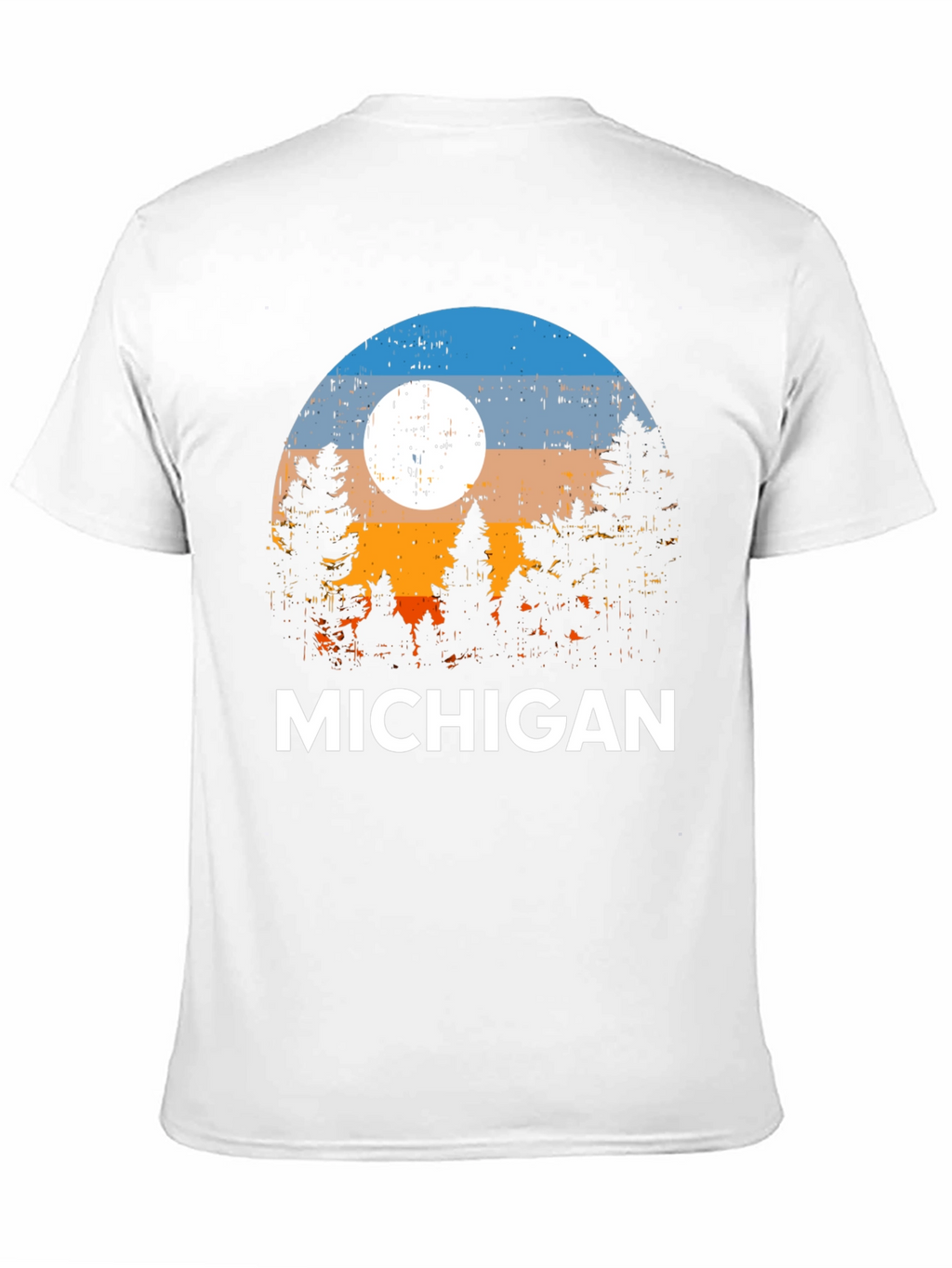 Michigan Forest T-Shirt - Retro Sunset Design
