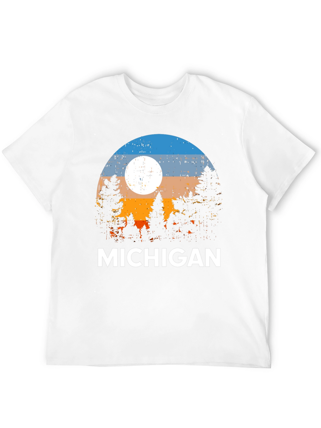 Michigan Forest T-Shirt - Retro Sunset Design