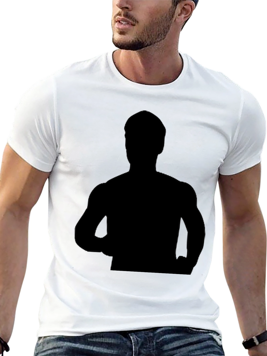 Black Graphic Tee - Mystery Silhouette Design