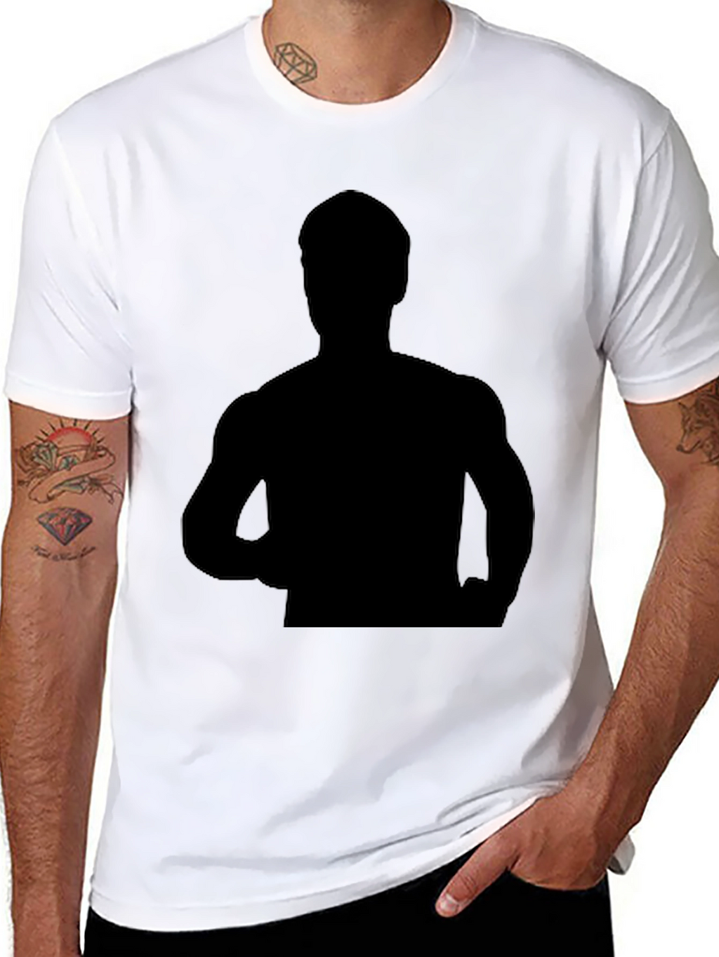 Black Graphic Tee - Mystery Silhouette Design
